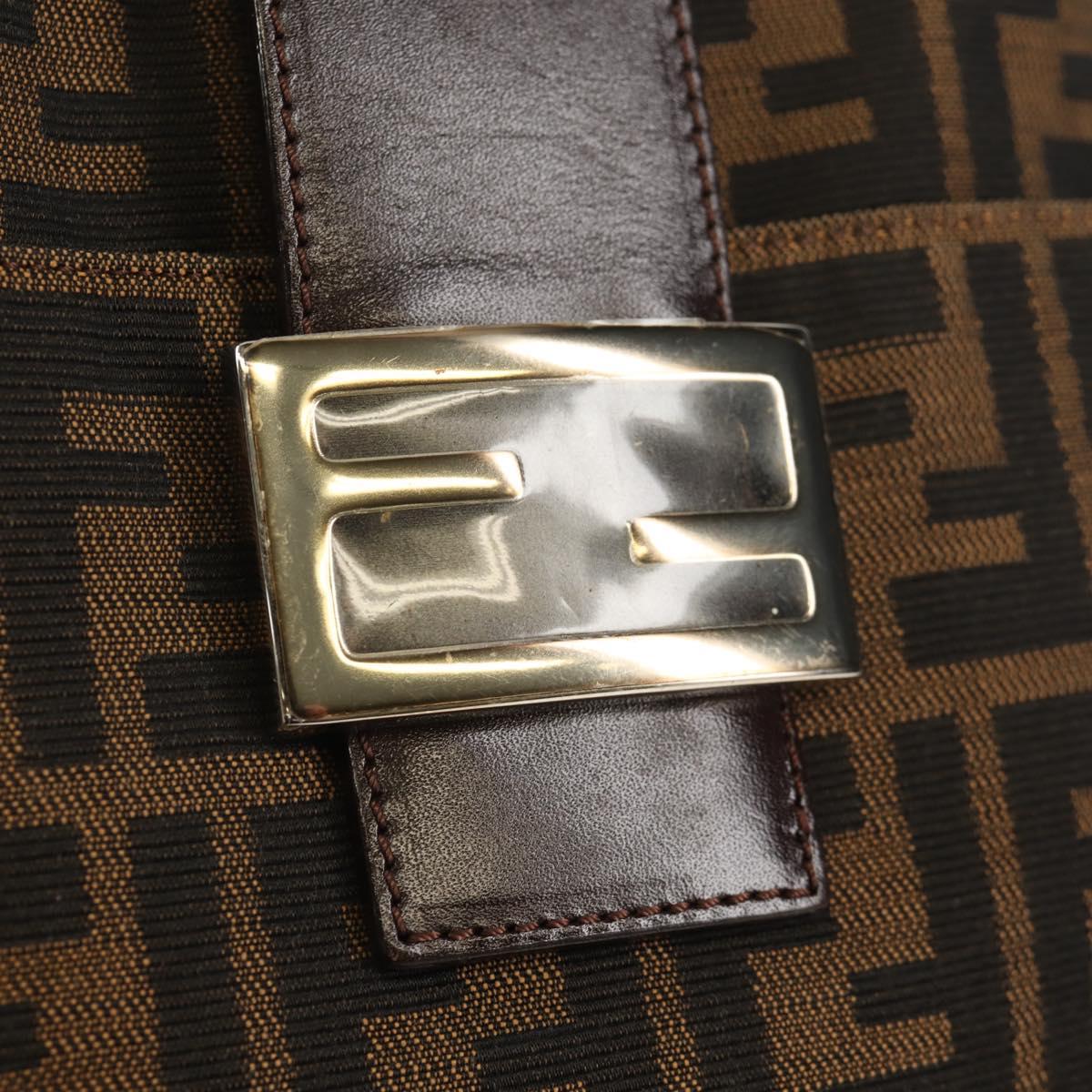 FENDI Zucca Canvas Mamma Baguette Shoulder Bag Black Brown Auth 153620SAV