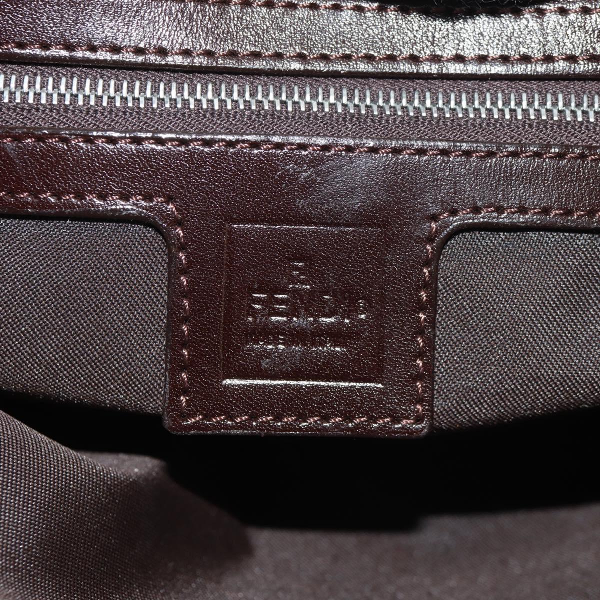 FENDI Zucca Canvas Mamma Baguette Shoulder Bag Black Brown Auth 153620SAV