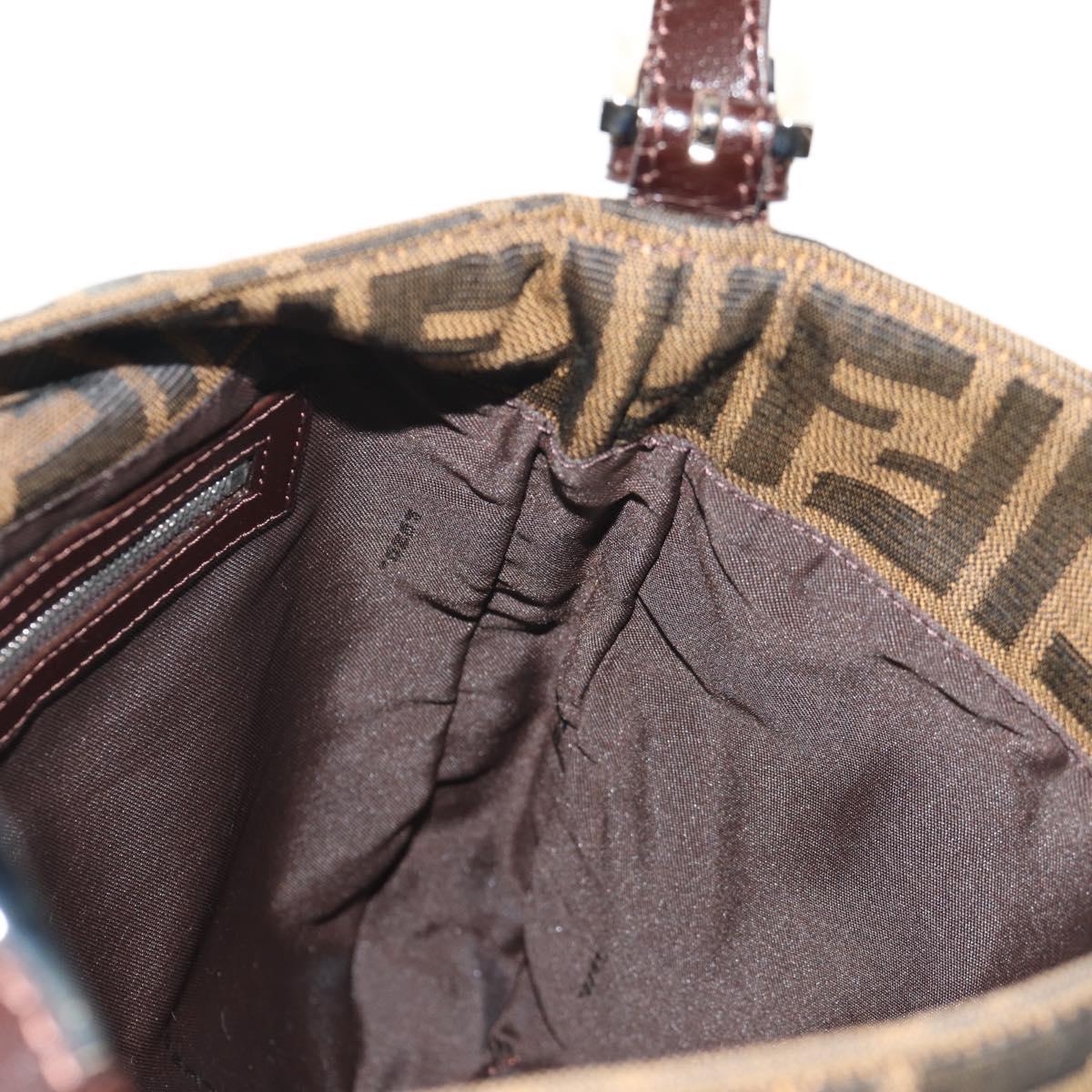 FENDI Zucca Canvas Mamma Baguette Shoulder Bag Black Brown Auth 153620SAV