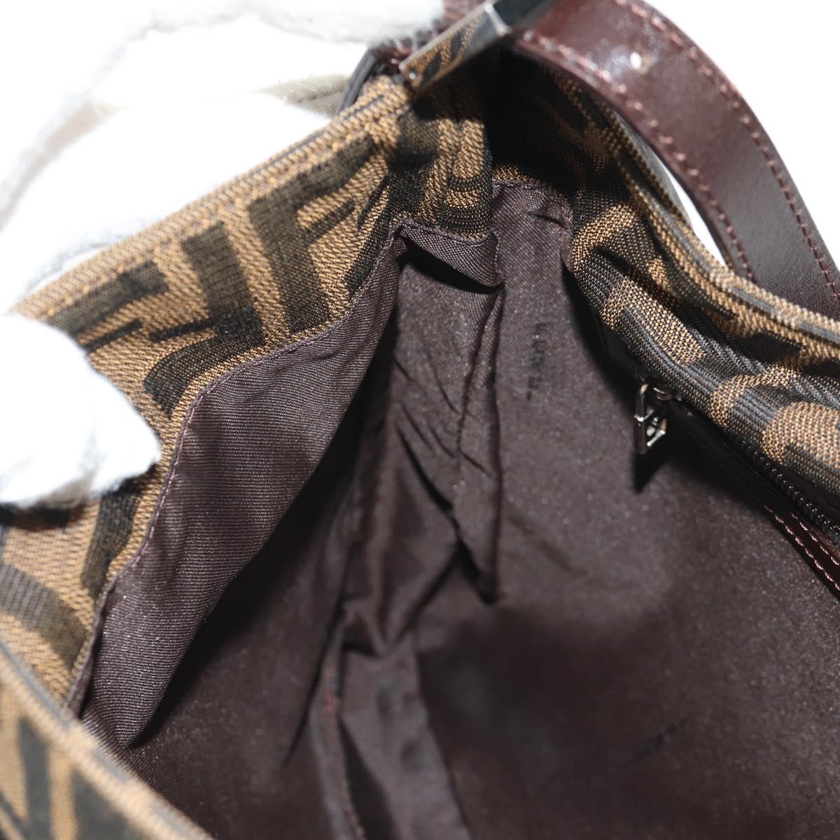 FENDI Zucca Canvas Mamma Baguette Shoulder Bag Black Brown Auth 153620SAV