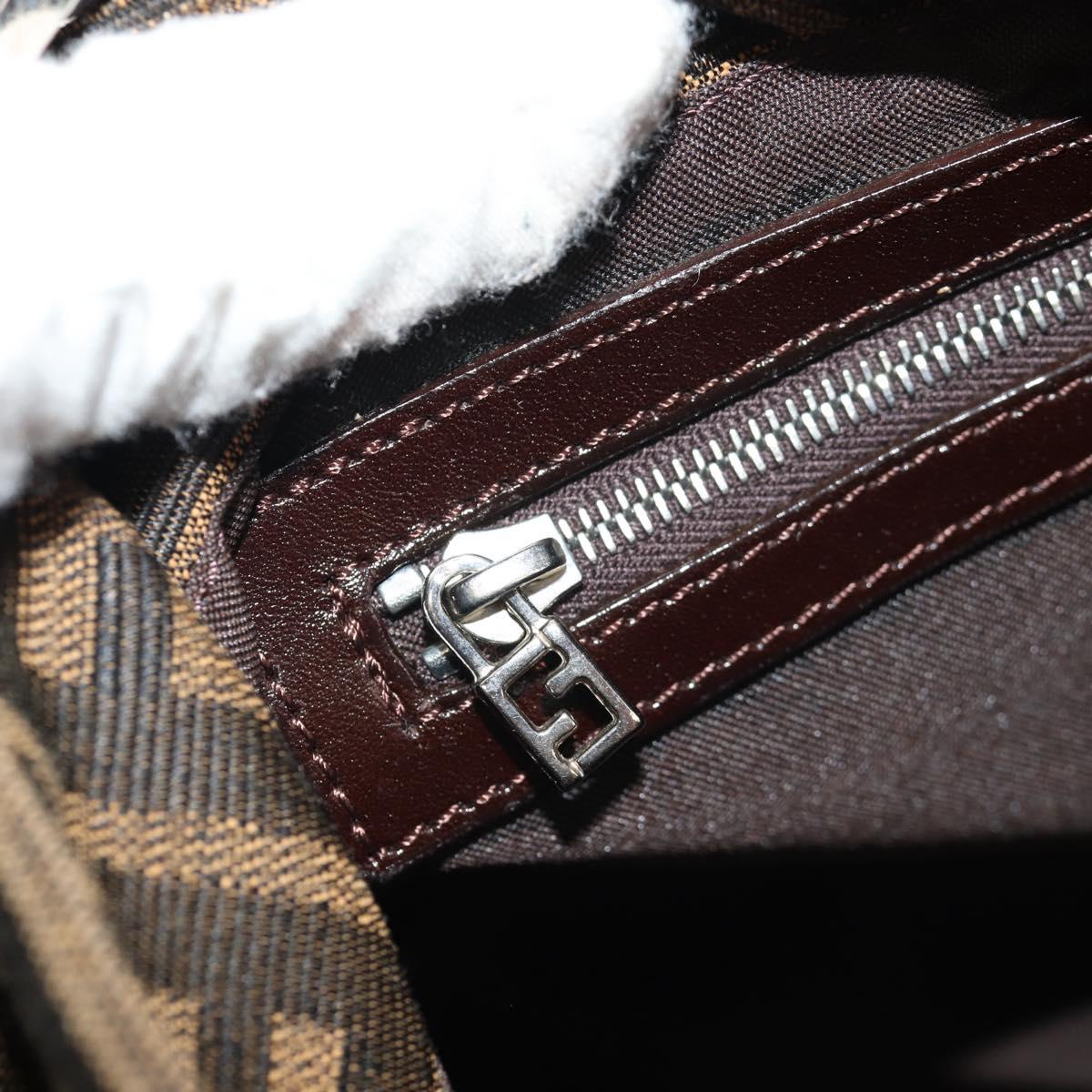 FENDI Zucca Canvas Mamma Baguette Shoulder Bag Black Brown Auth 153620SAV