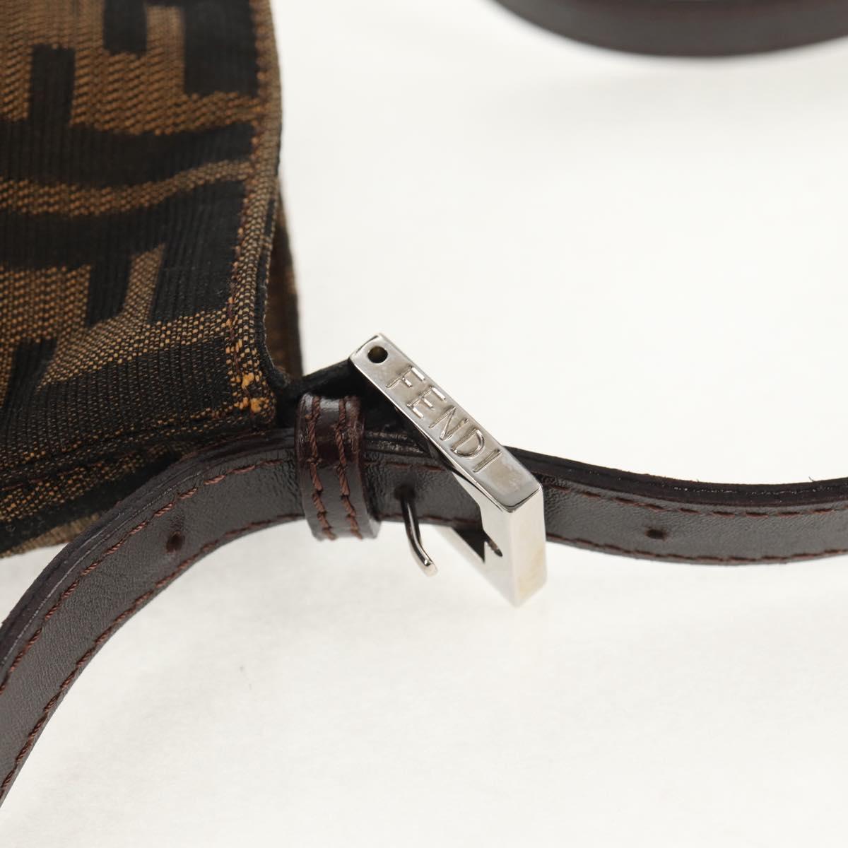 FENDI Zucca Canvas Mamma Baguette Shoulder Bag Black Brown Auth 153620SAV