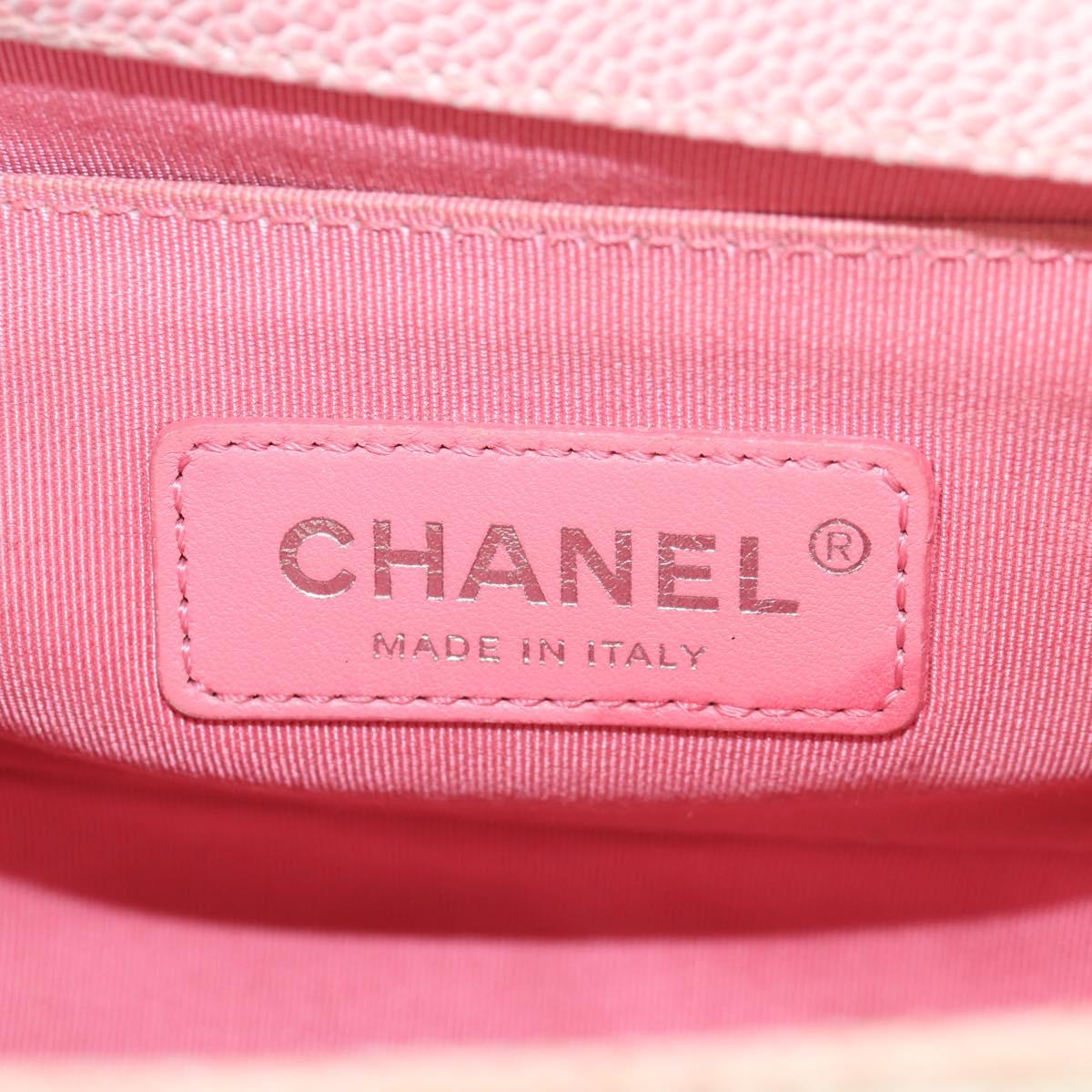 CHANEL Chain Boy Chanel Shoulder Bag Caviar Skin Rainbow CC Auth 153621SAM