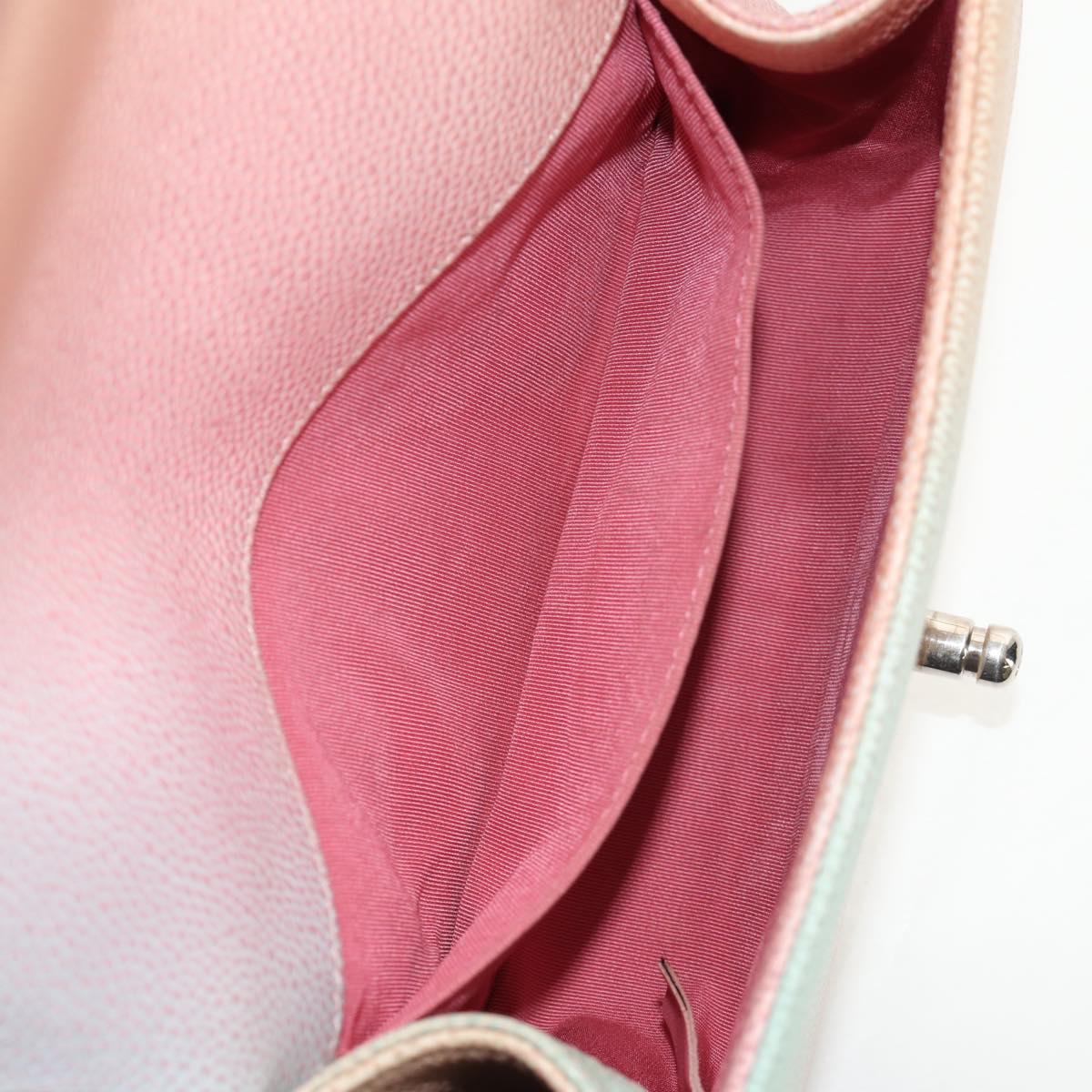 CHANEL Chain Boy Chanel Shoulder Bag Caviar Skin Rainbow CC Auth 153621SAM