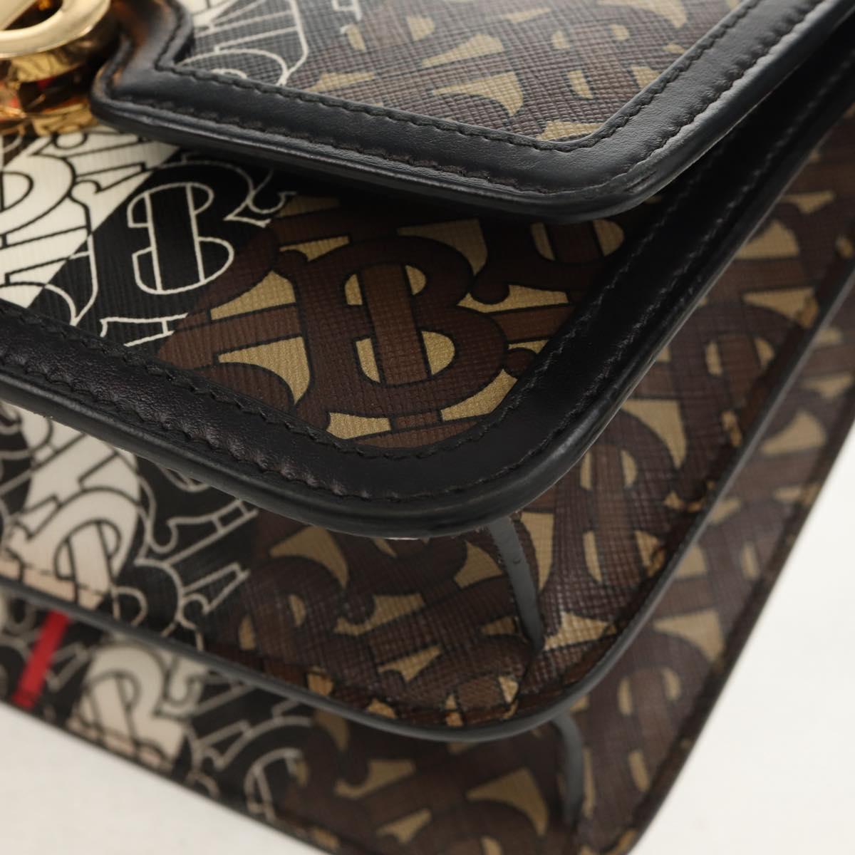 BURBERRY TB Monogram Shoulder Bag PVC Gold Brown 8031708 Auth 153622SM