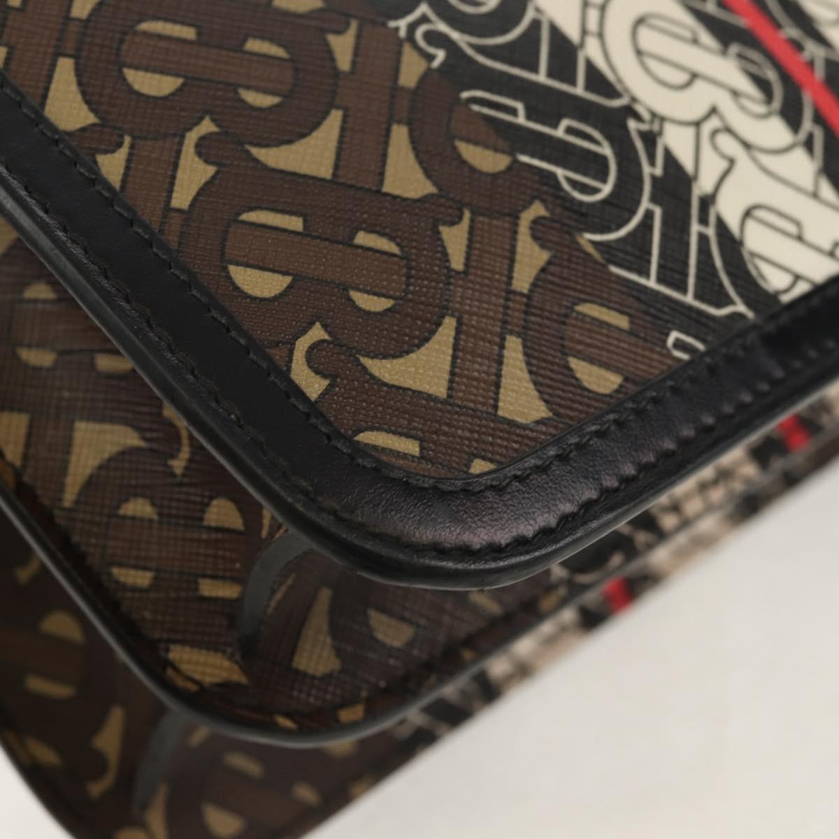 BURBERRY TB Monogram Shoulder Bag PVC Gold Brown 8031708 Auth 153622SM