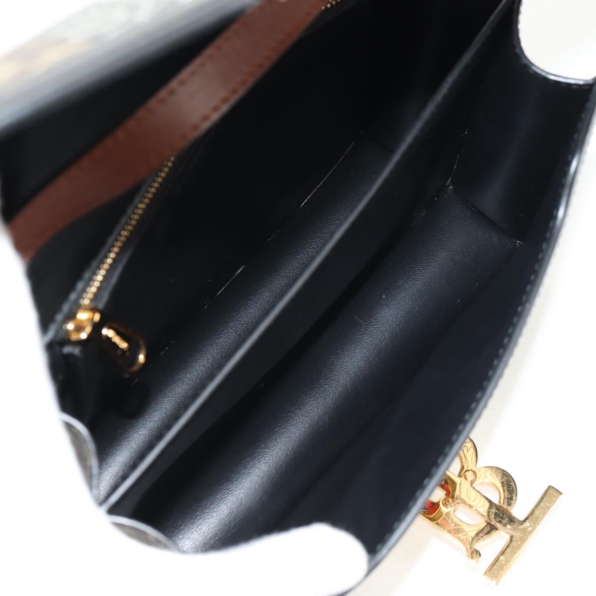 BURBERRY TB Monogram Shoulder Bag PVC Gold Brown 8031708 Auth 153622SM