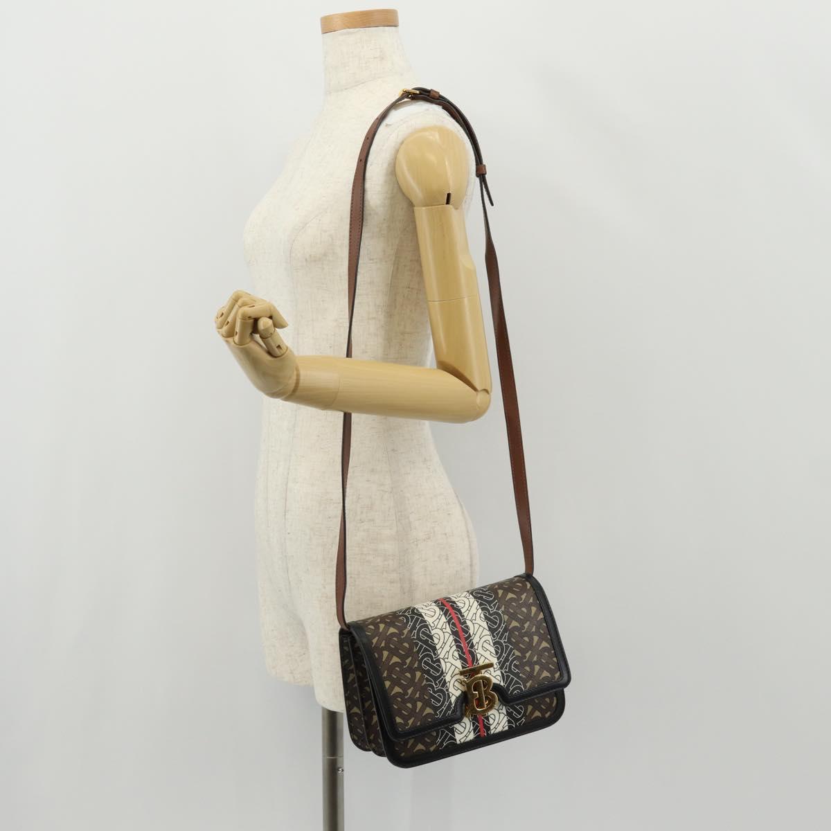 BURBERRY TB Monogram Shoulder Bag PVC Gold Brown 8031708 Auth 153622SM