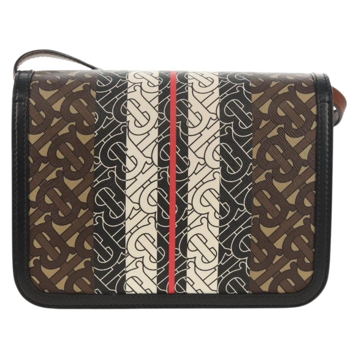 BURBERRY TB Monogram Shoulder Bag PVC Gold Brown 8031708 Auth 153622SM
