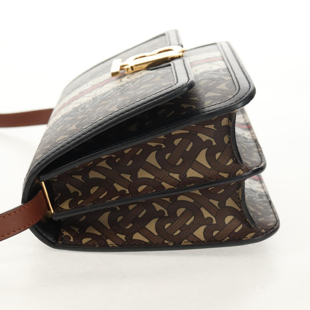 BURBERRY TB Monogram Shoulder Bag PVC Gold Brown 8031708 Auth 153622SM
