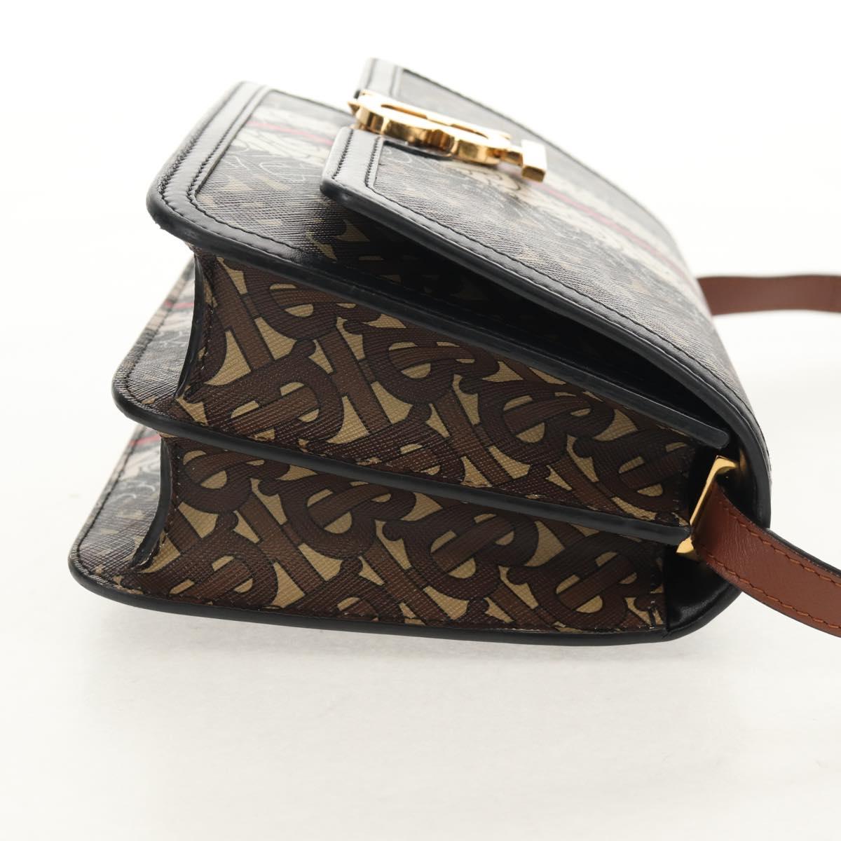 BURBERRY TB Monogram Shoulder Bag PVC Gold Brown 8031708 Auth 153622SM