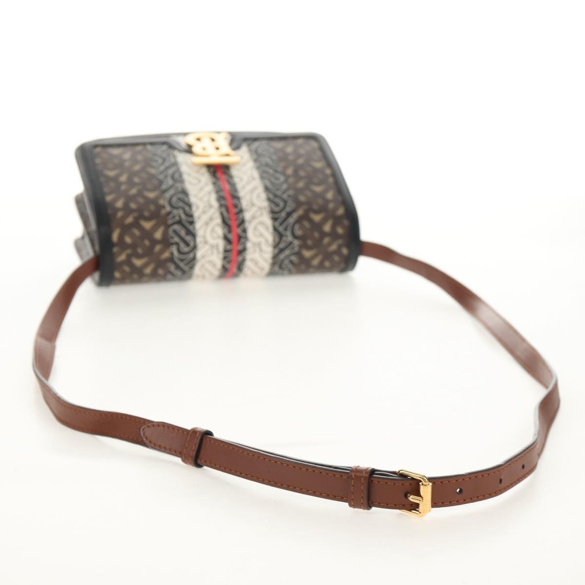 BURBERRY TB Monogram Shoulder Bag PVC Gold Brown 8031708 Auth 153622SM