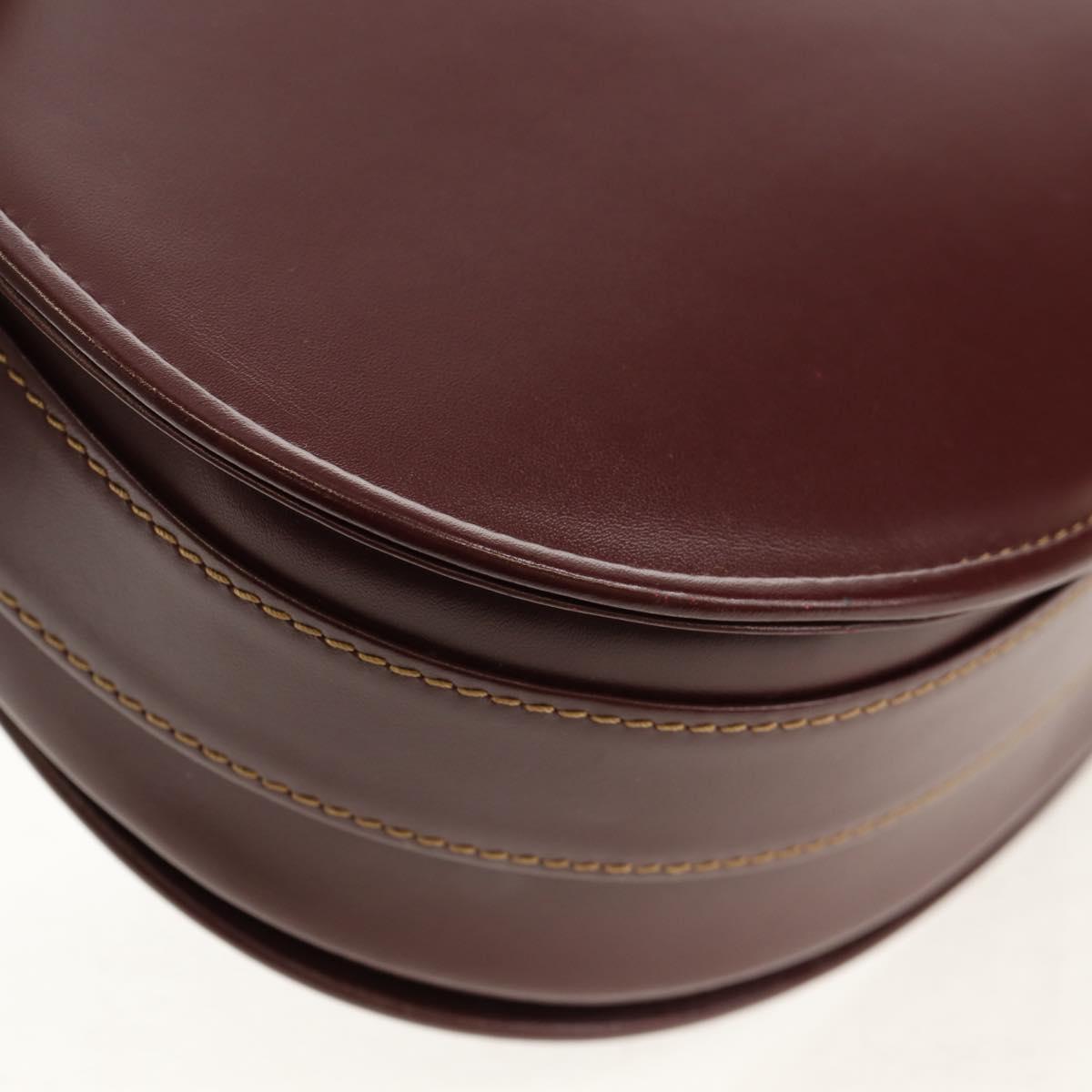 CARTIER Must Line Shoulder Bag Leather Bordeaux Gold Auth 153624V