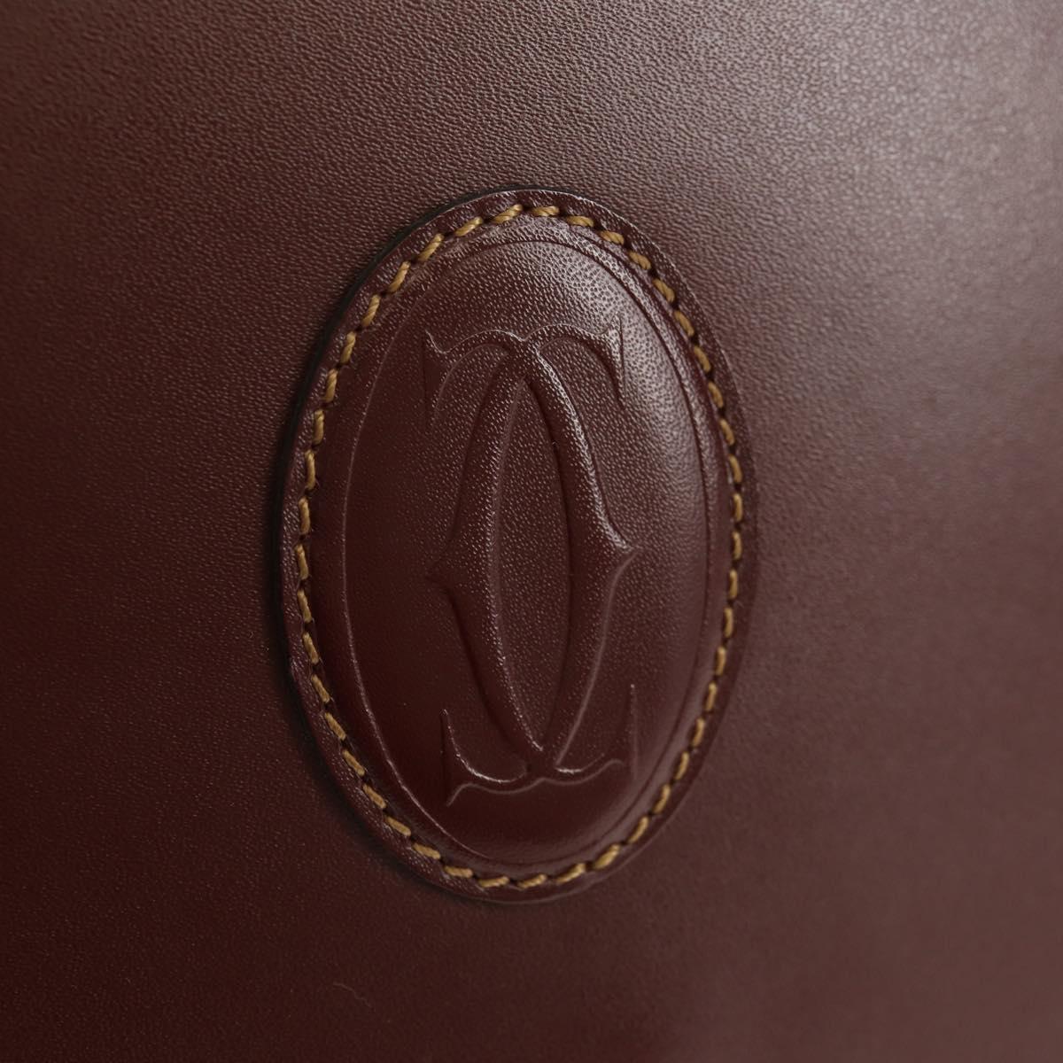 CARTIER Must Line Shoulder Bag Leather Bordeaux Gold Auth 153624V