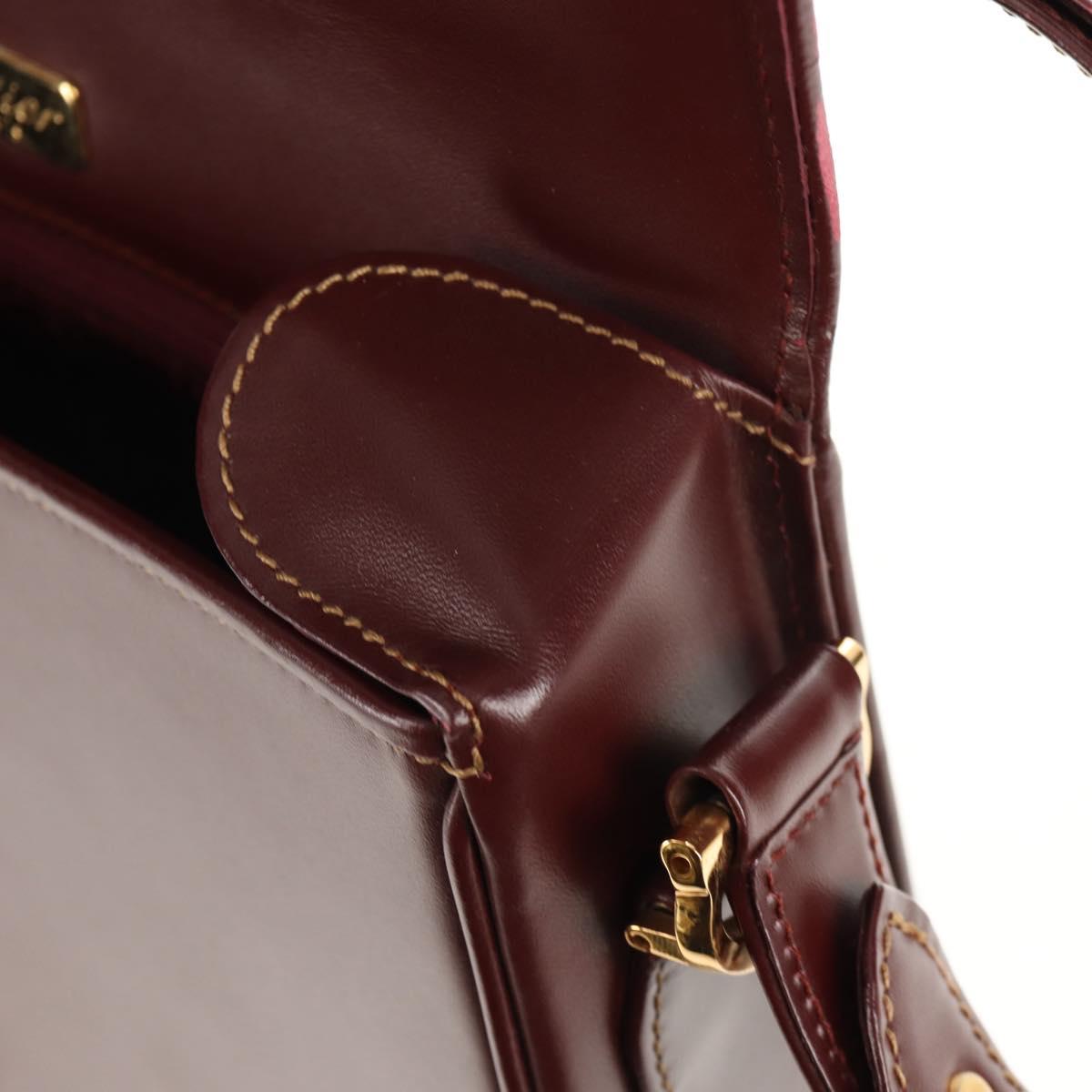 CARTIER Must Line Shoulder Bag Leather Bordeaux Gold Auth 153624V