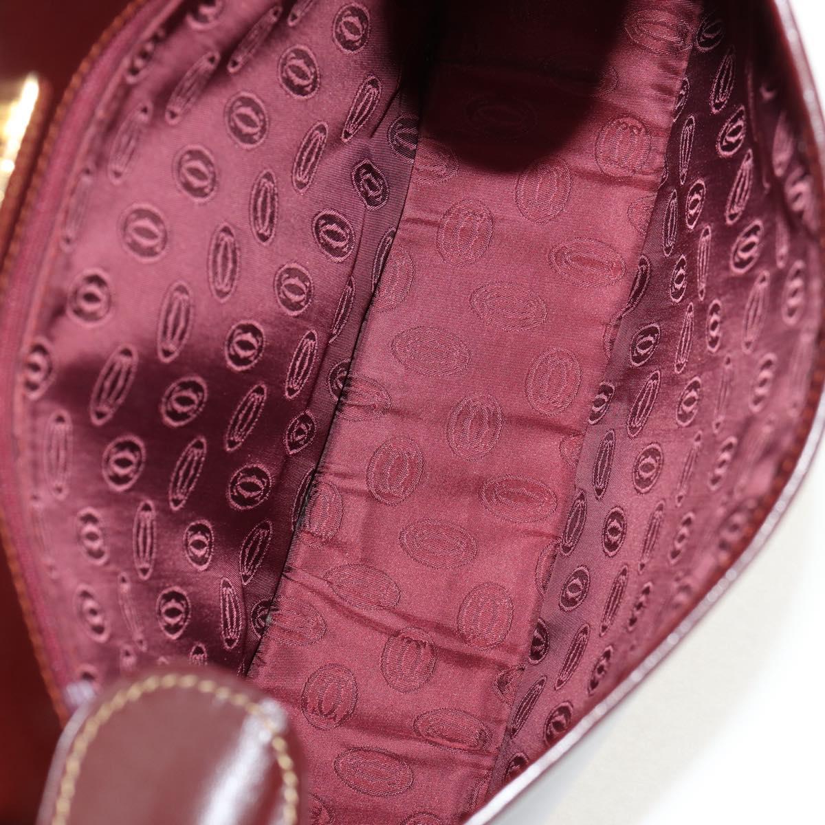 CARTIER Must Line Shoulder Bag Leather Bordeaux Gold Auth 153624V