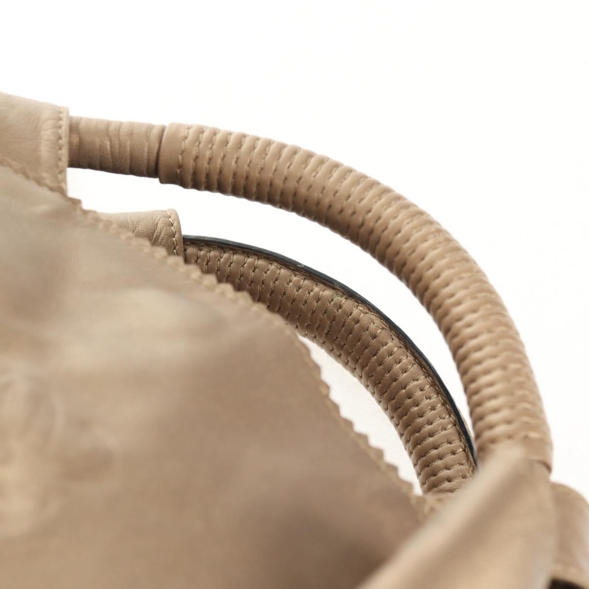 LOEWE Hand Bag Leather Gold Metallic brown Auth 153627V