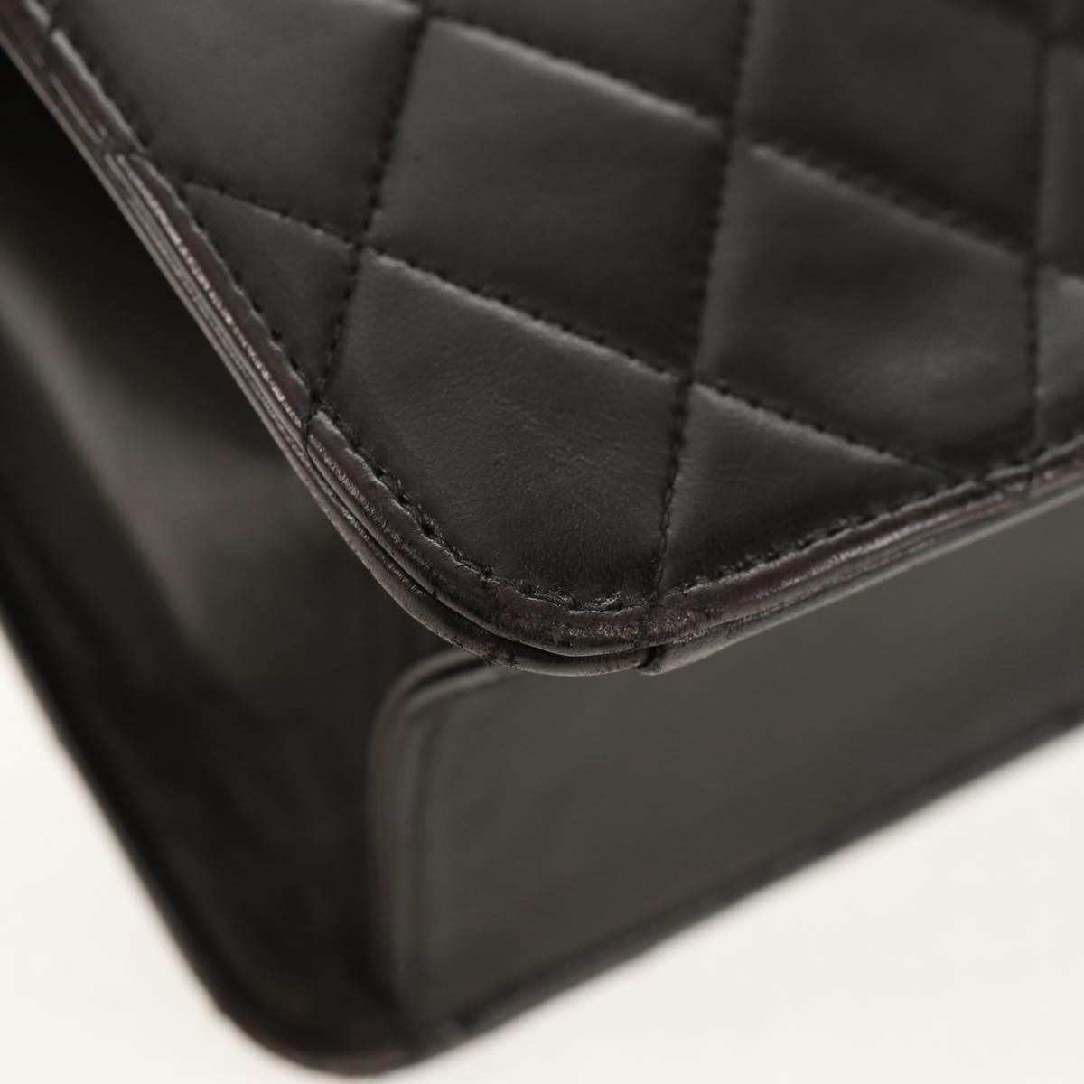 CHANEL Matelasse Chain Shoulder Bag Lamb Skin Black Gold CC Auth 153631V