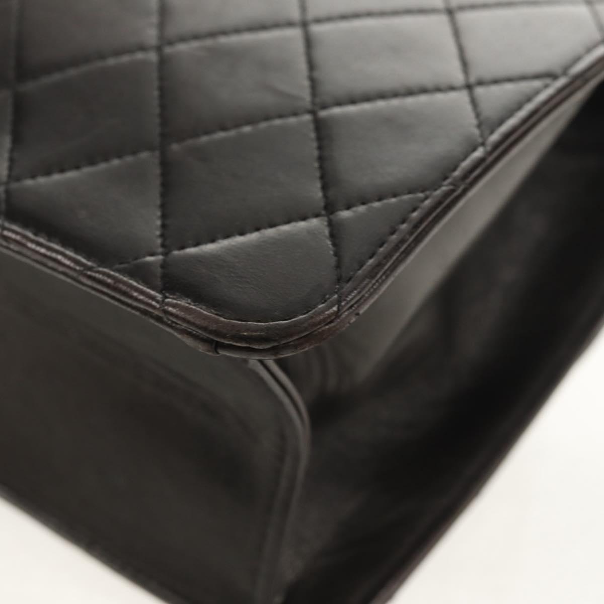 CHANEL Matelasse Chain Shoulder Bag Lamb Skin Black Gold CC Auth 153631V