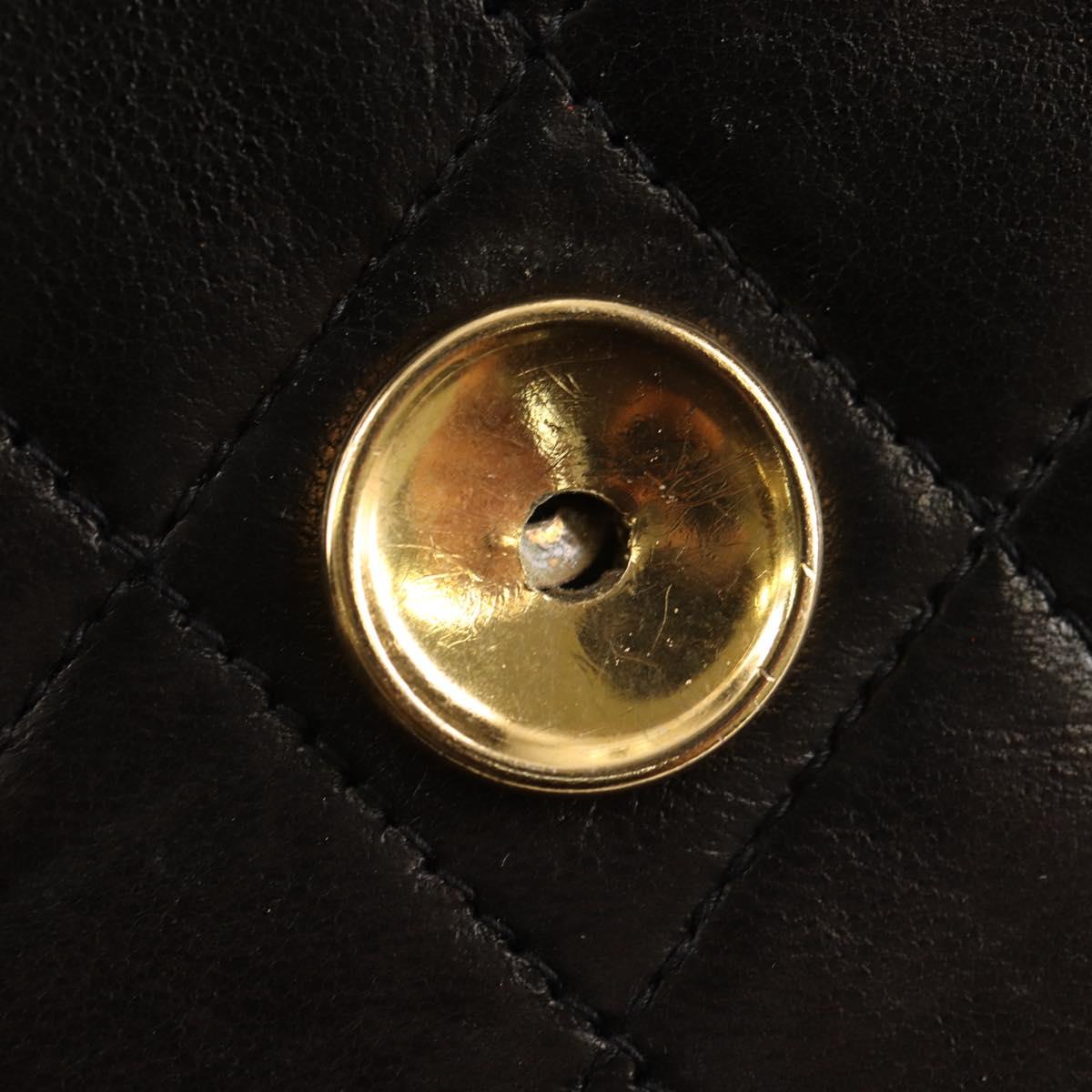 CHANEL Matelasse Chain Shoulder Bag Lamb Skin Black Gold CC Auth 153631V