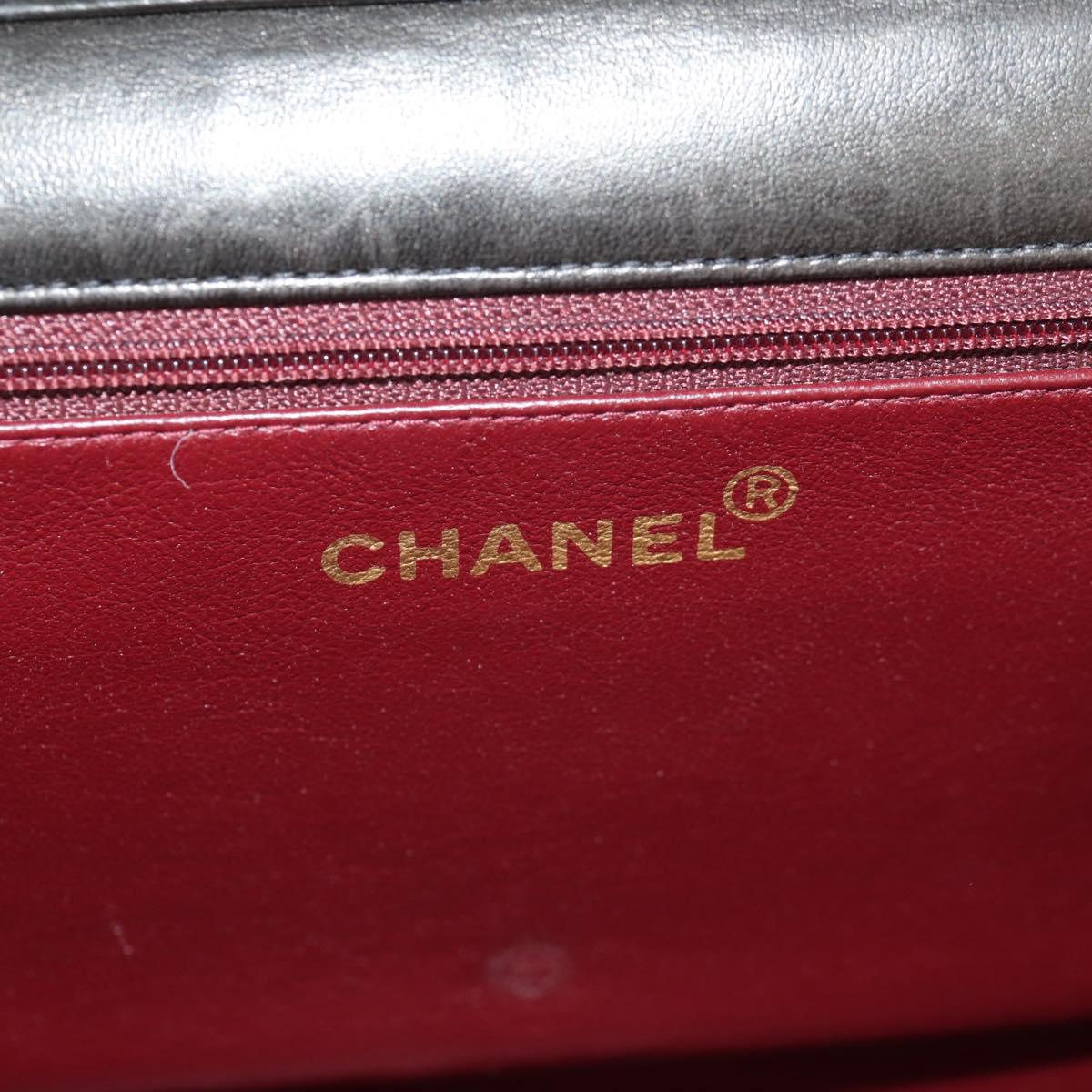 CHANEL Matelasse Chain Shoulder Bag Lamb Skin Black Gold CC Auth 153631V