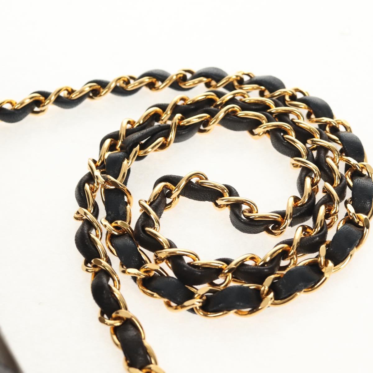 CHANEL Matelasse Chain Shoulder Bag Lamb Skin Black Gold CC Auth 153631V