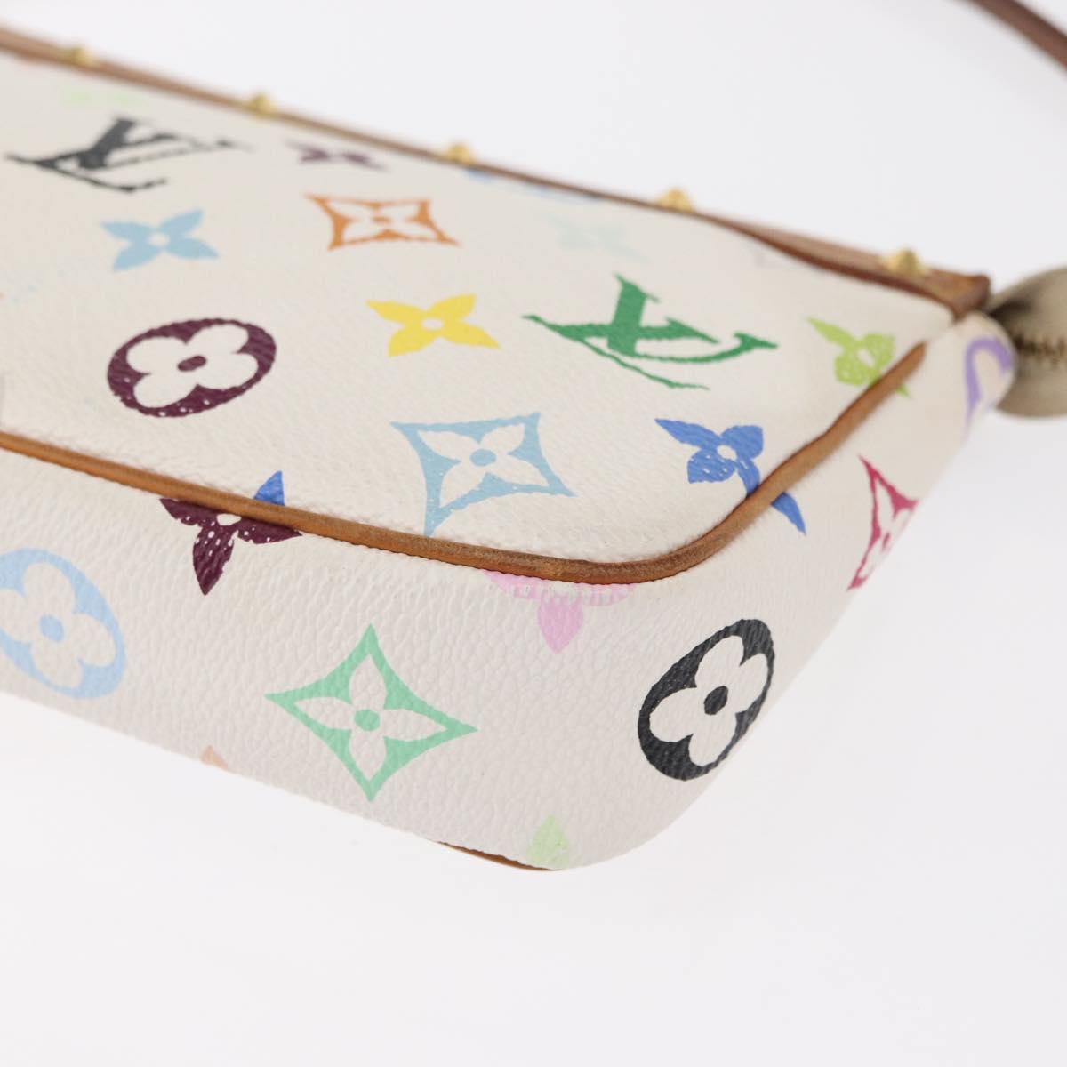 LOUIS VUITTON Multicolor Pochette Accessoires Pouch White M92649 LV Auth 153635A