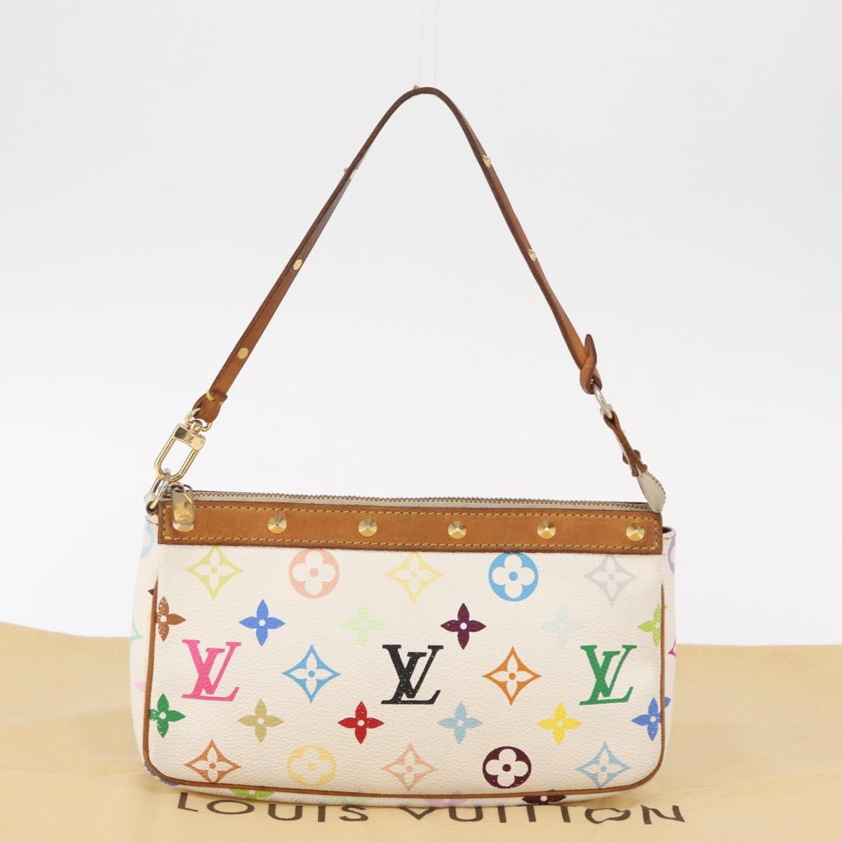 LOUIS VUITTON Multicolor Pochette Accessoires Pouch White M92649 LV Auth 153635A