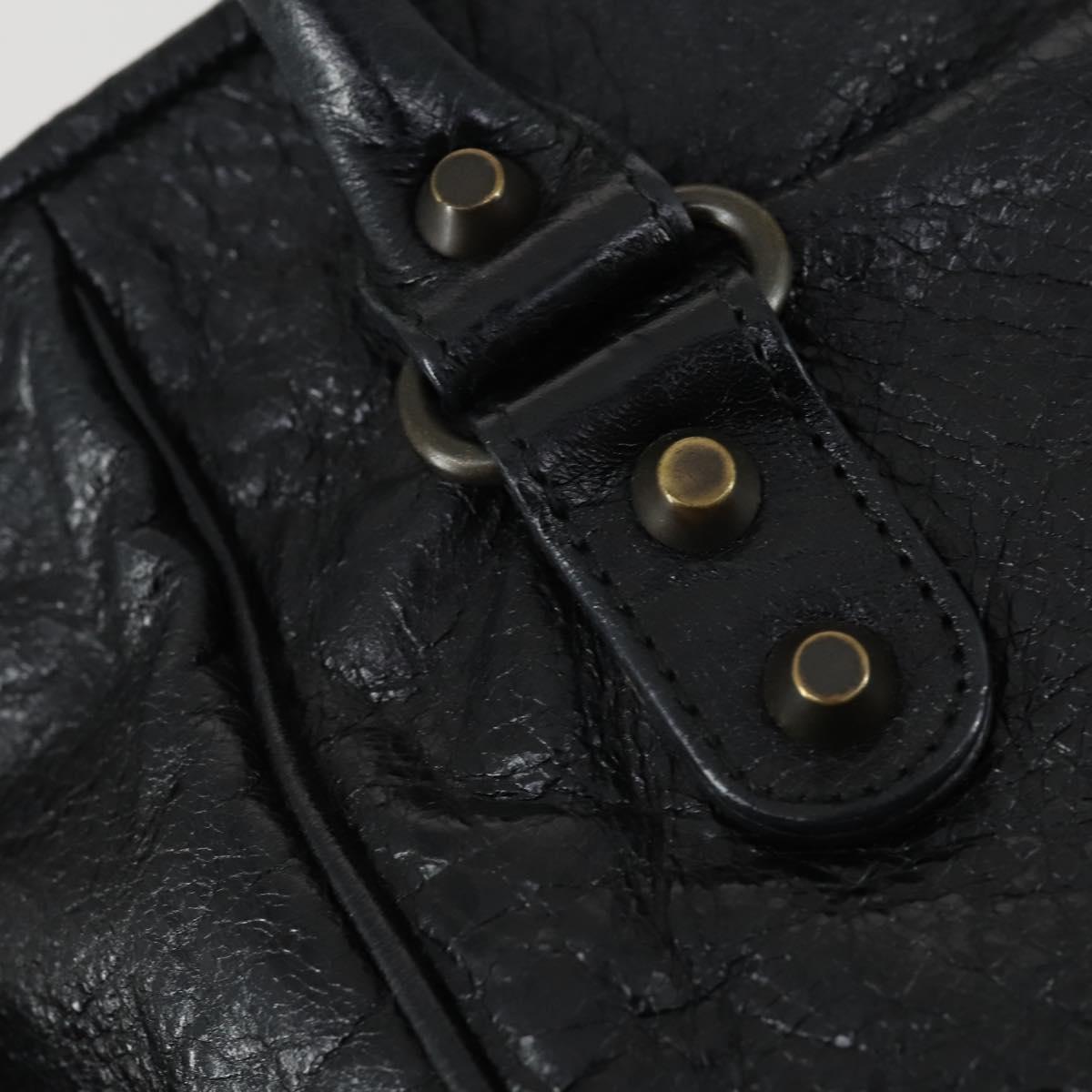 BALENCIAGA Paper Mini Hand Bag Leather Black 228750 Auth 153636