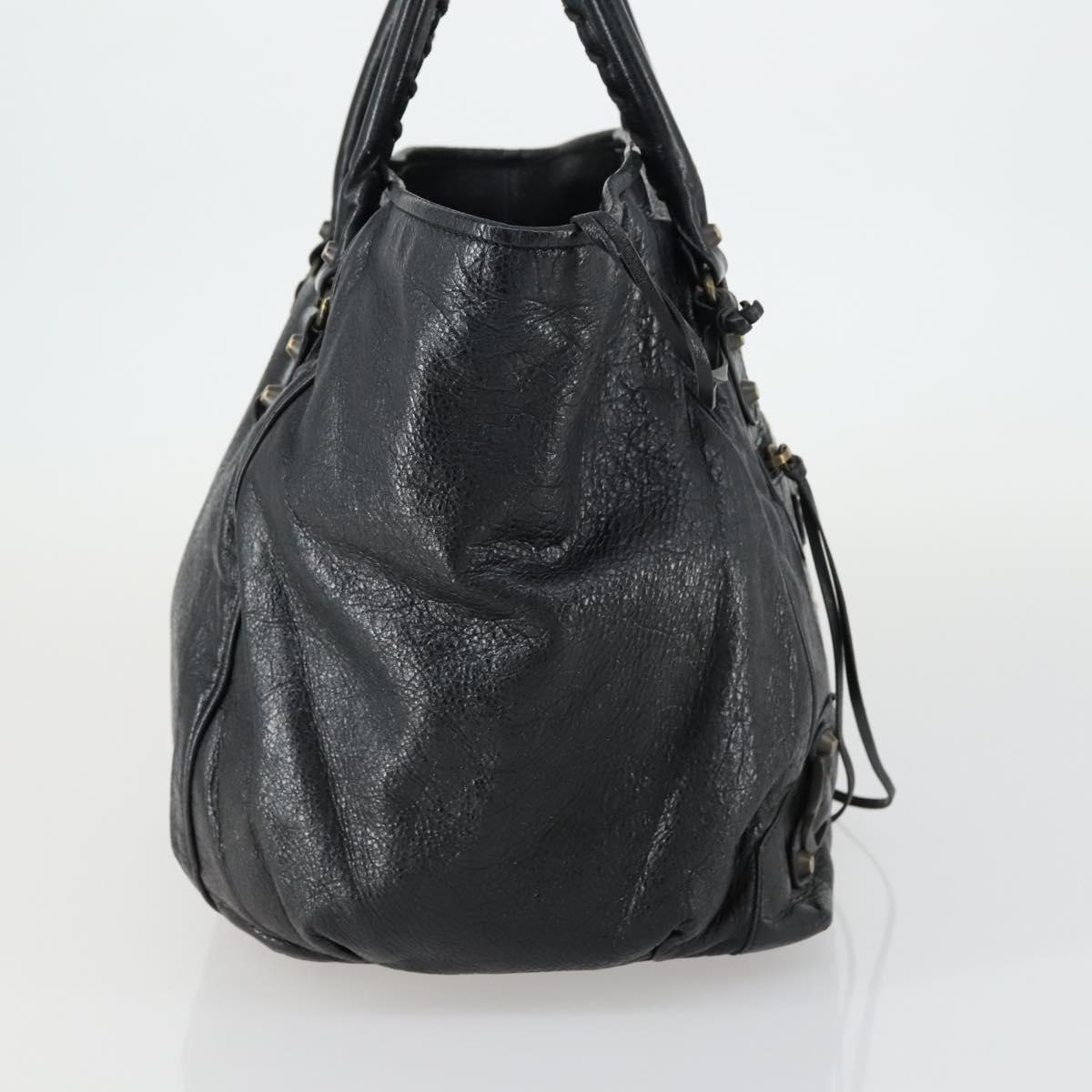 BALENCIAGA Paper Mini Hand Bag Leather Black 228750 Auth 153636