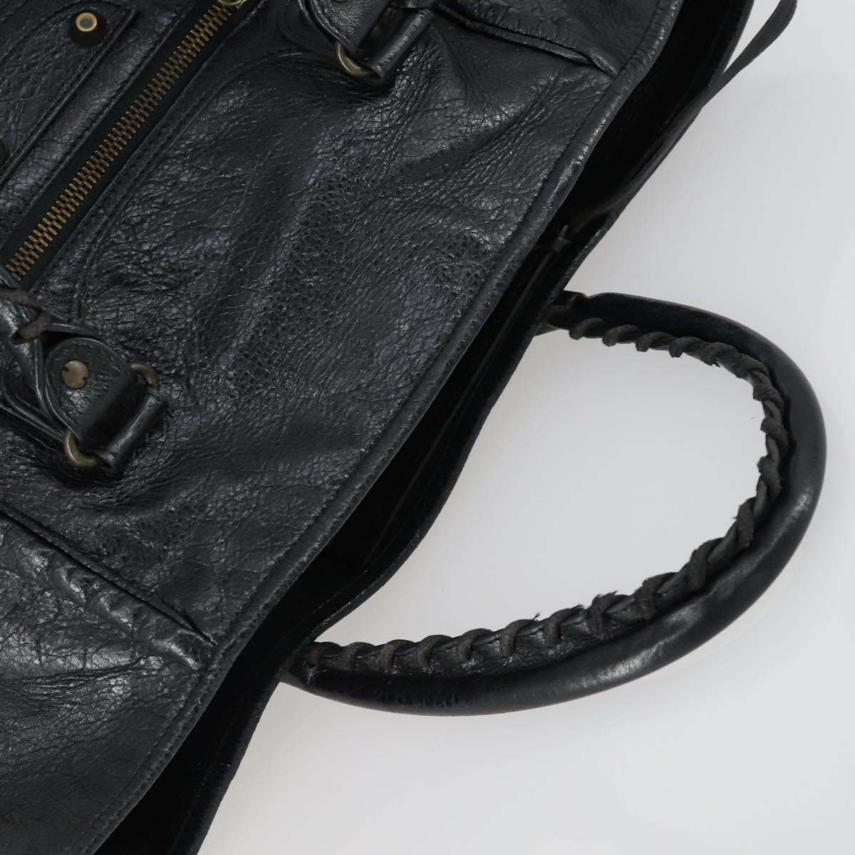 BALENCIAGA Paper Mini Hand Bag Leather Black 228750 Auth 153636