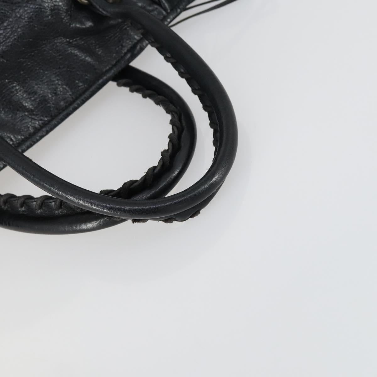 BALENCIAGA Paper Mini Hand Bag Leather Black 228750 Auth 153636