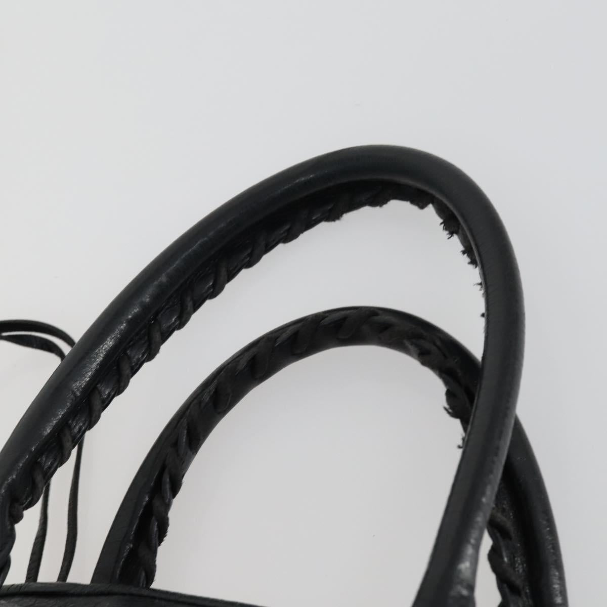 BALENCIAGA Paper Mini Hand Bag Leather Black 228750 Auth 153636