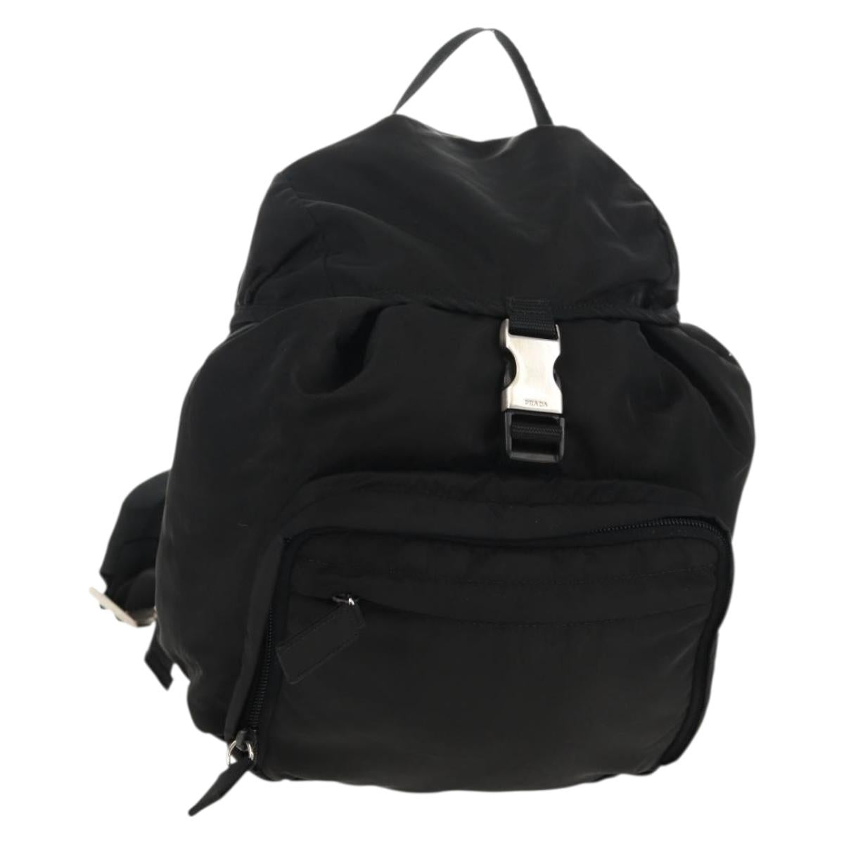 PRADA Backpack Nylon Black Silver Auth 153638V