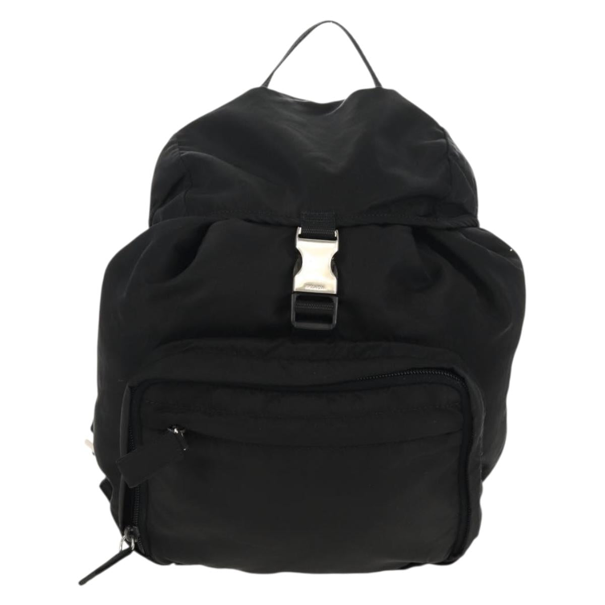 PRADA Backpack Nylon Black Silver Auth 153638V