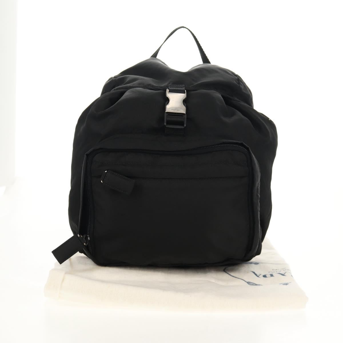PRADA Backpack Nylon Black Silver Auth 153638V