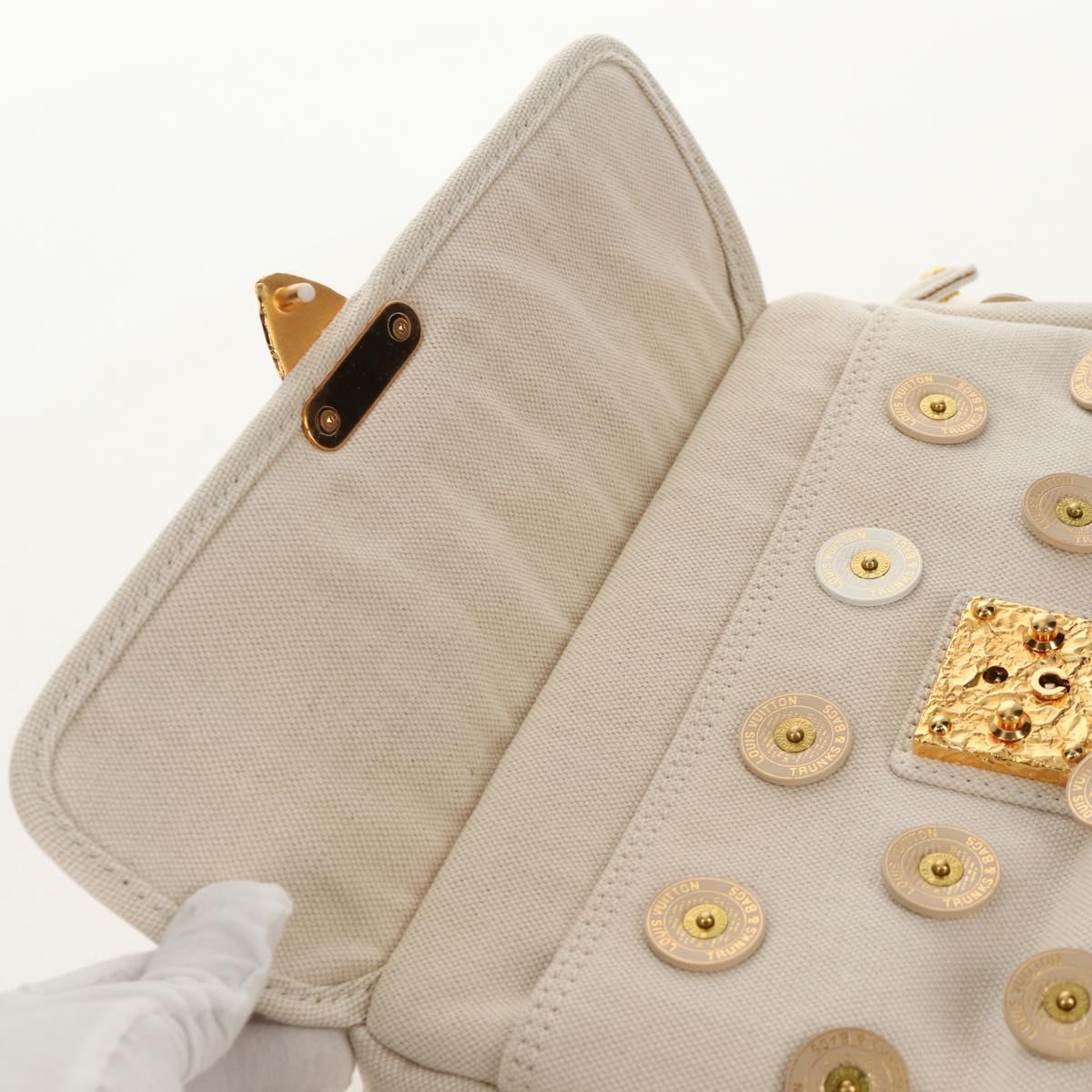 LOUIS VUITTON Tinkerbell Polka Dots Panama Bag Canvas White M95407 Auth 153639SM