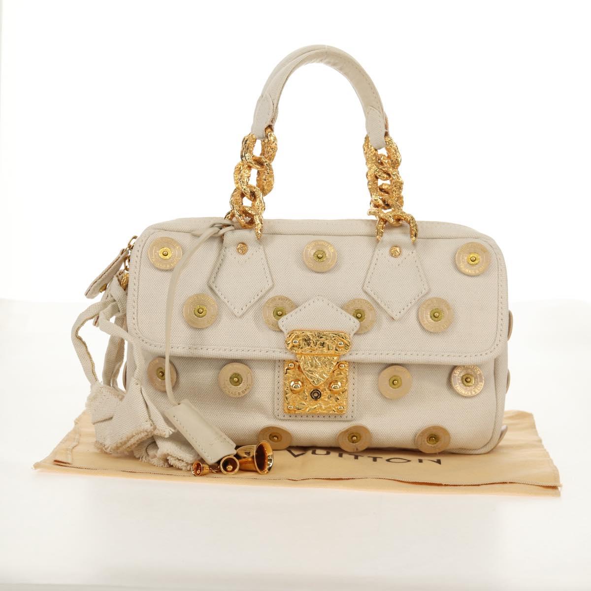 LOUIS VUITTON Tinkerbell Polka Dots Panama Bag Canvas White M95407 Auth 153639SM