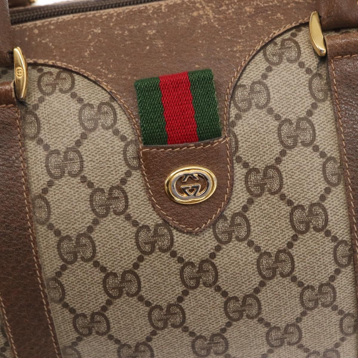 GUCCI GG Supreme Web Sherry Line Hand Bag PVC Beige Gold 40 02 007 Auth 153640