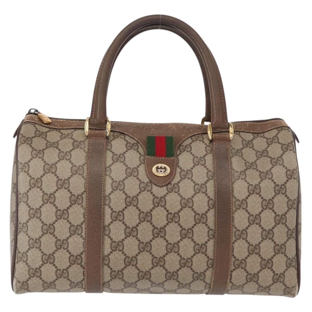 GUCCI GG Supreme Web Sherry Line Hand Bag PVC Beige Gold 40 02 007 Auth 153640