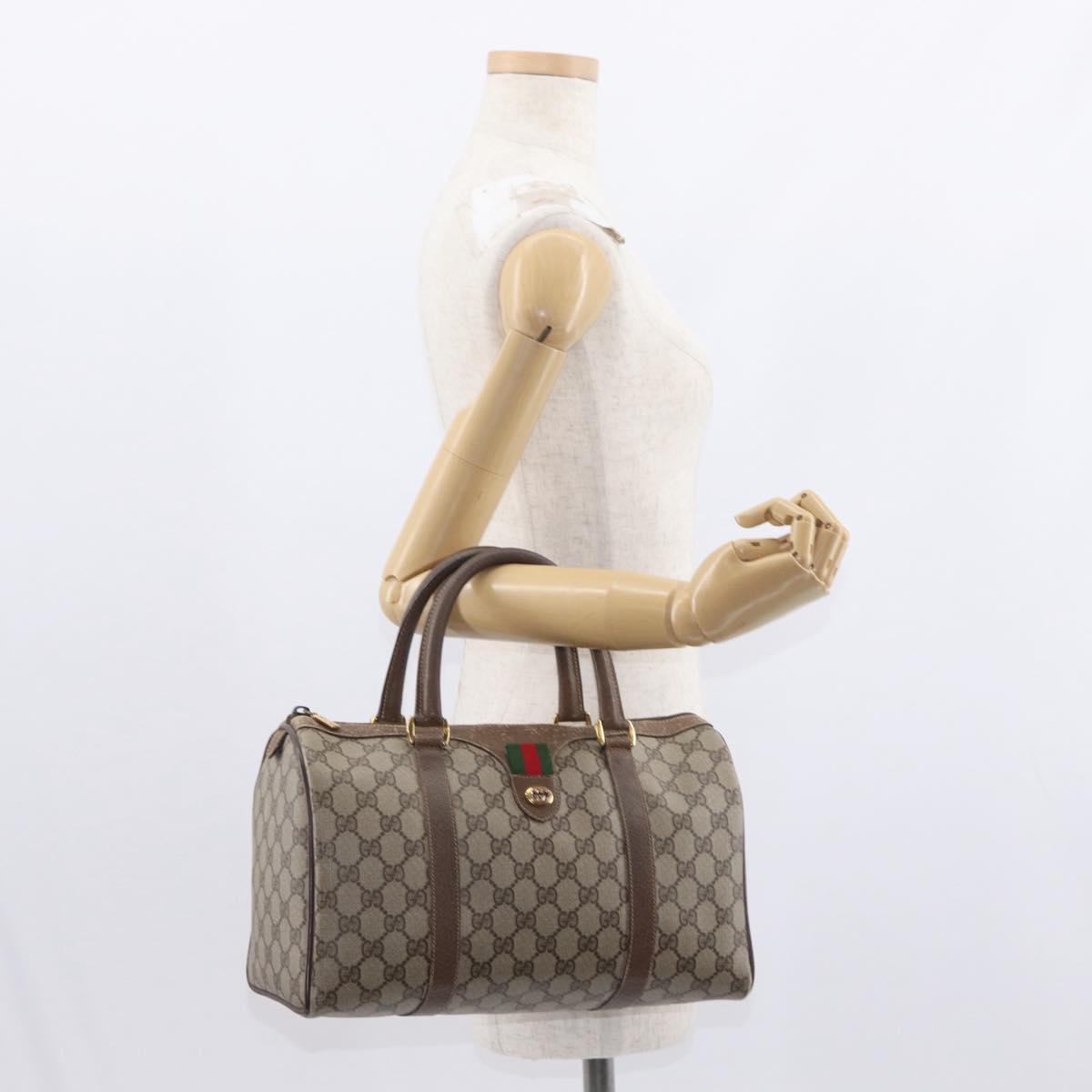 GUCCI GG Supreme Web Sherry Line Hand Bag PVC Beige Gold 40 02 007 Auth 153640