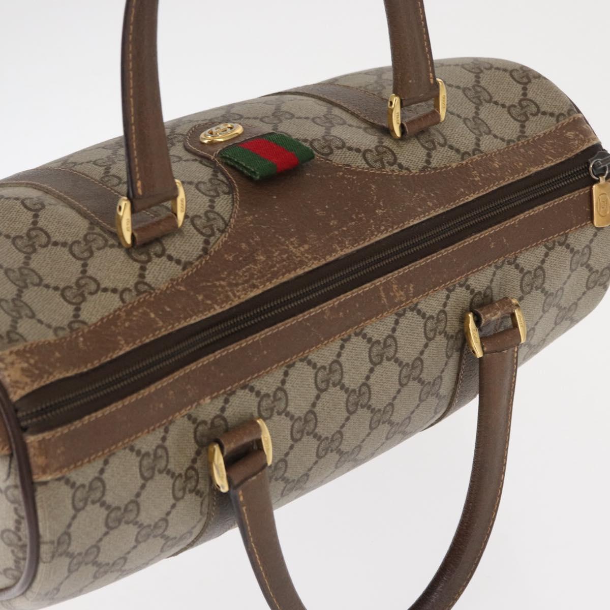 GUCCI GG Supreme Web Sherry Line Hand Bag PVC Beige Gold 40 02 007 Auth 153640