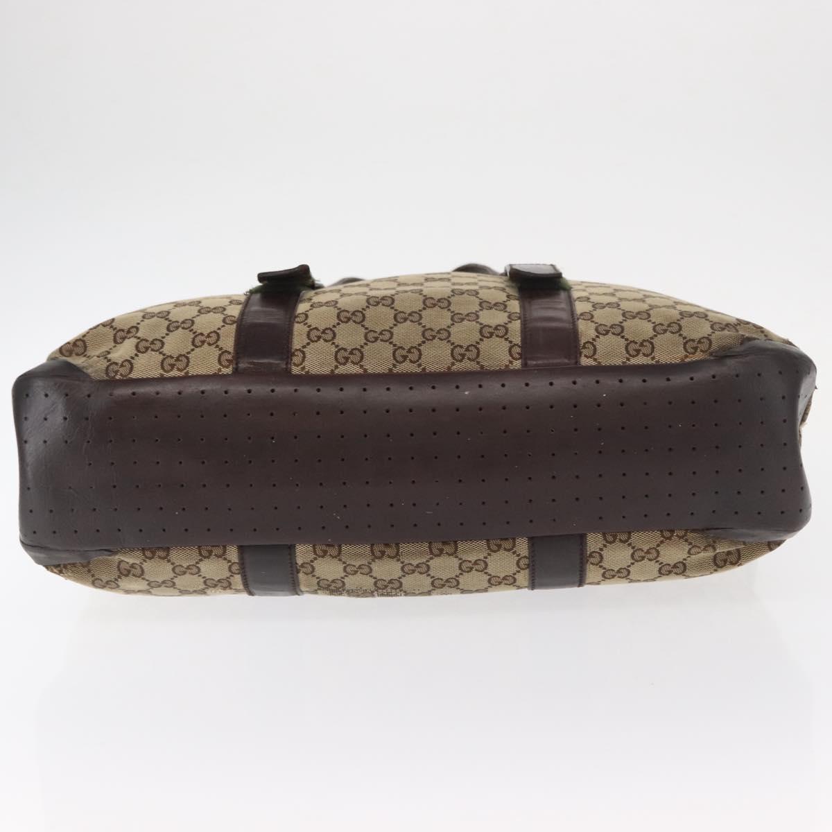 GUCCI GG Canvas Tote Bag Beige Silver 153238 Auth 153642