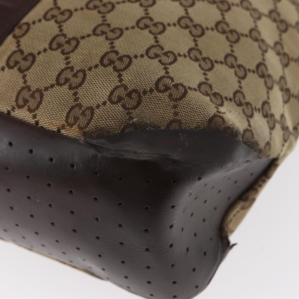 GUCCI GG Canvas Tote Bag Beige Silver 153238 Auth 153642