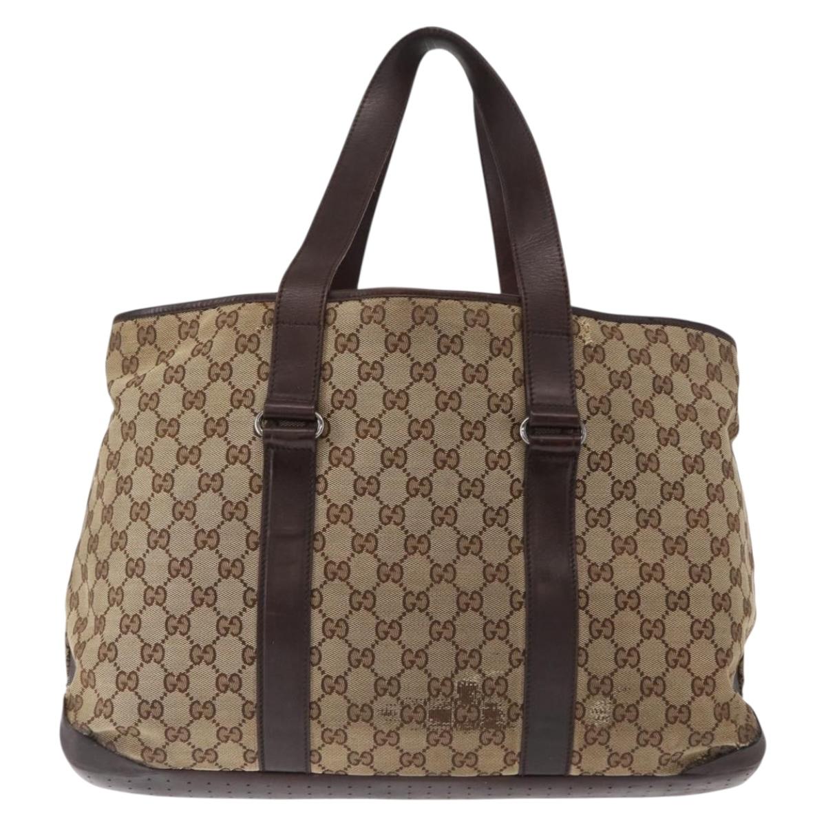 GUCCI GG Canvas Tote Bag Beige Silver 153238 Auth 153642