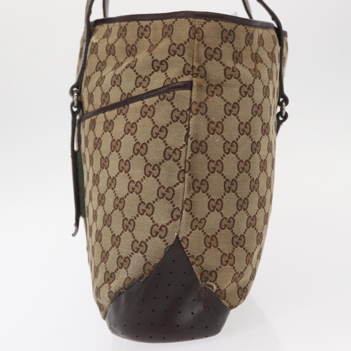 GUCCI GG Canvas Tote Bag Beige Silver 153238 Auth 153642