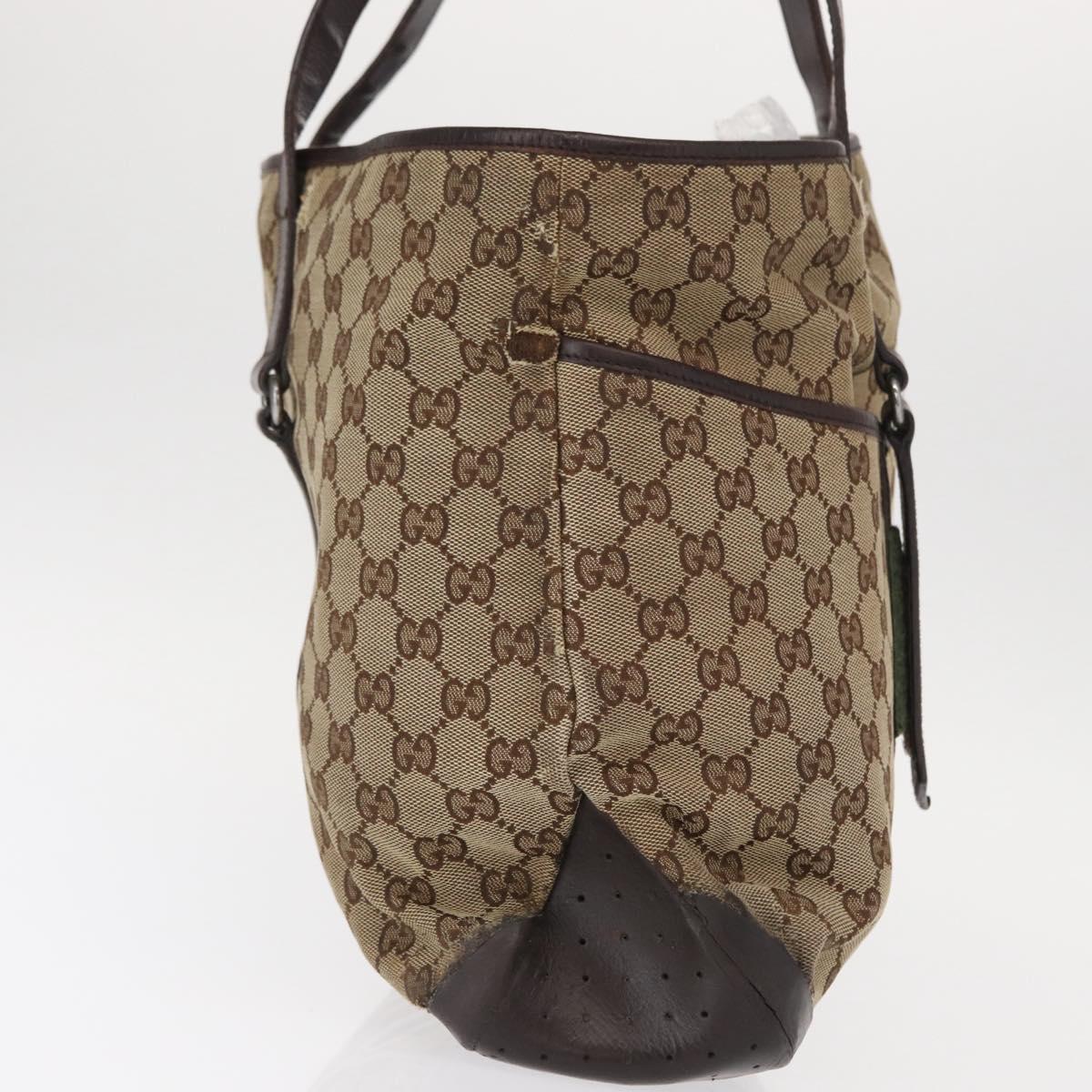 GUCCI GG Canvas Tote Bag Beige Silver 153238 Auth 153642