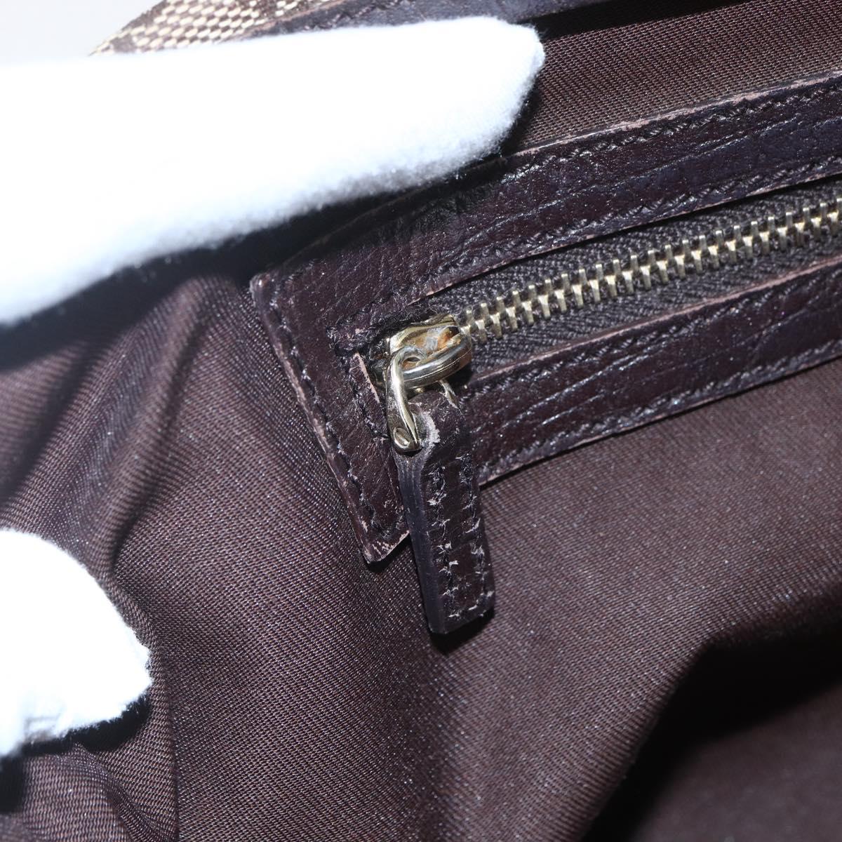 GUCCI Web Sherry Line GG Canvas Semi Tote Bag Beige Gold 137396 Auth 153643