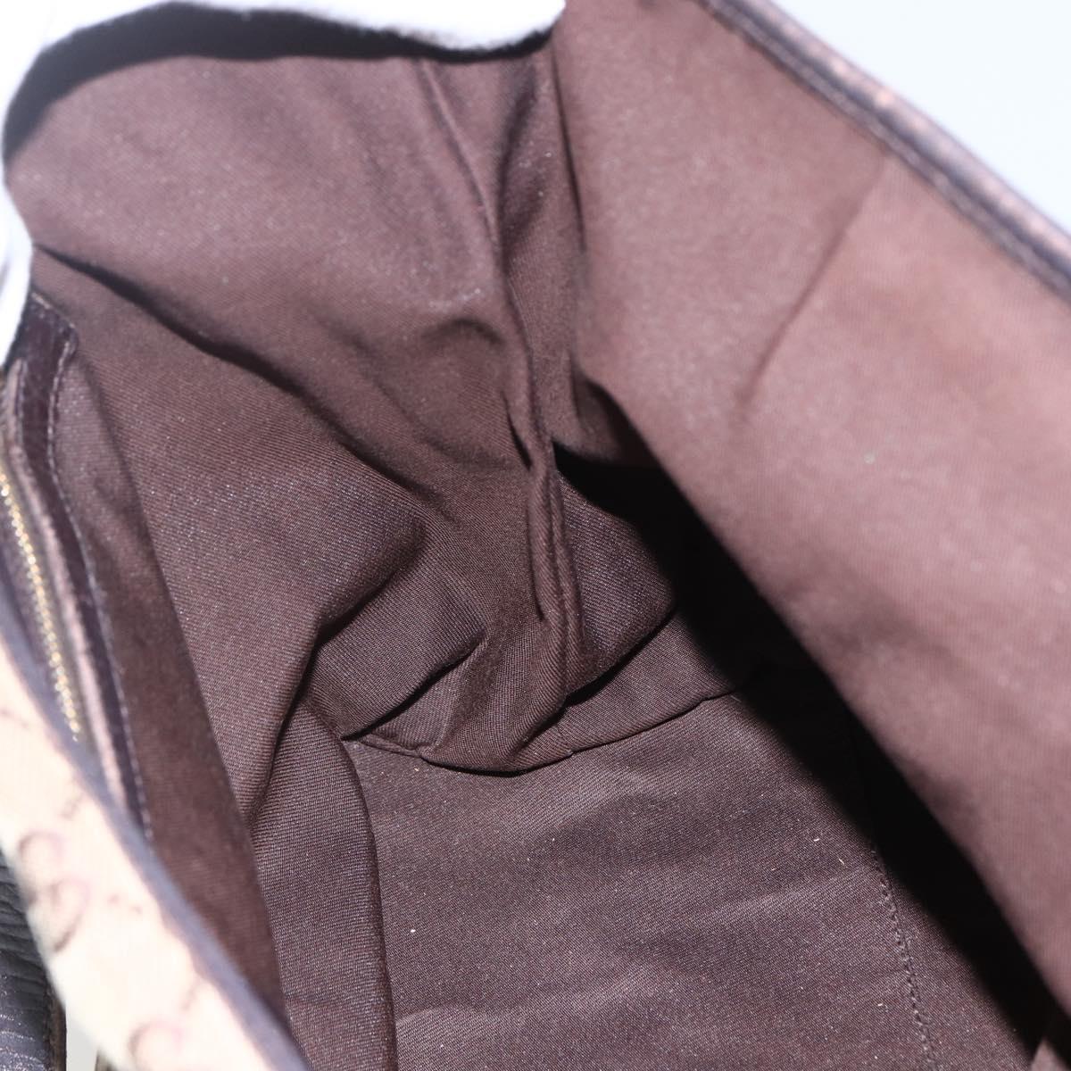 GUCCI Web Sherry Line GG Canvas Semi Tote Bag Beige Gold 137396 Auth 153643