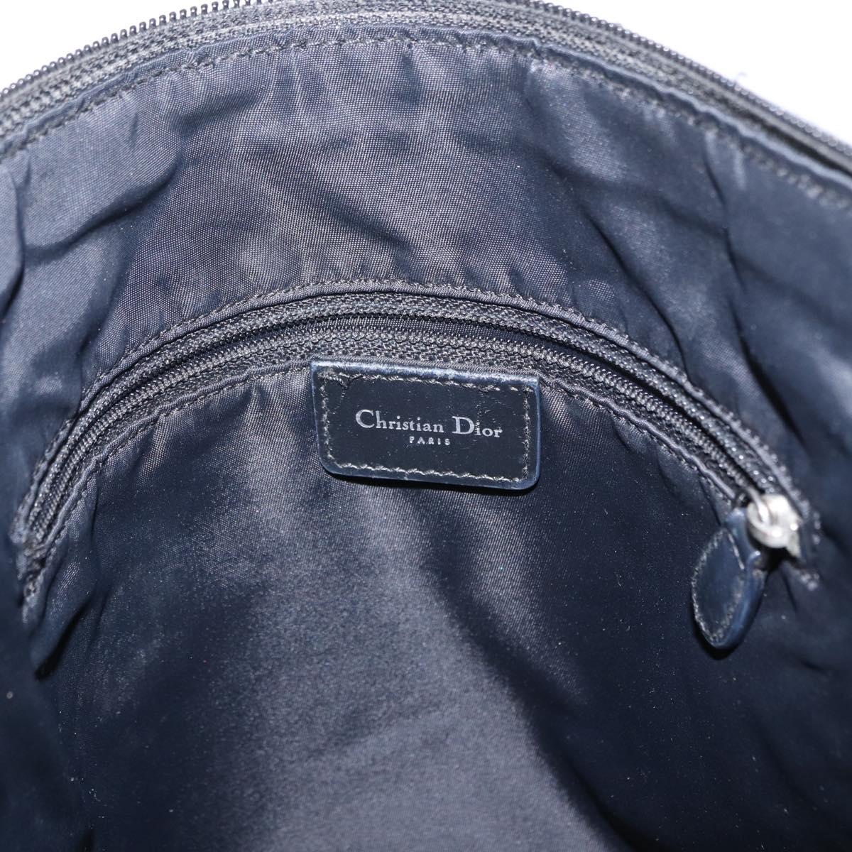 Christian Dior Trotter Canvas Shoulder Bag Black Silver Auth 153644